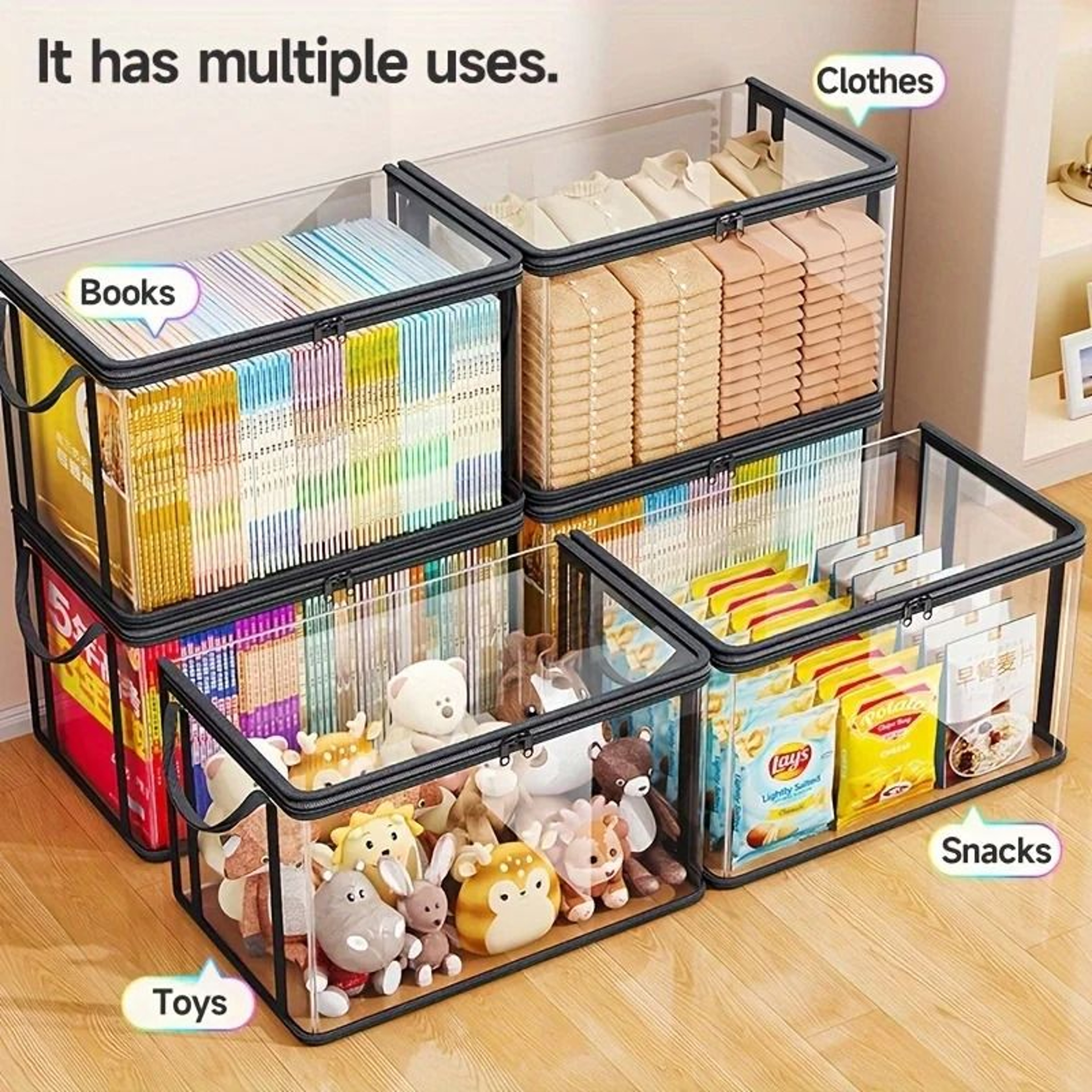 Large Capacity Transparent PVC Flip Top Storage Bag 3