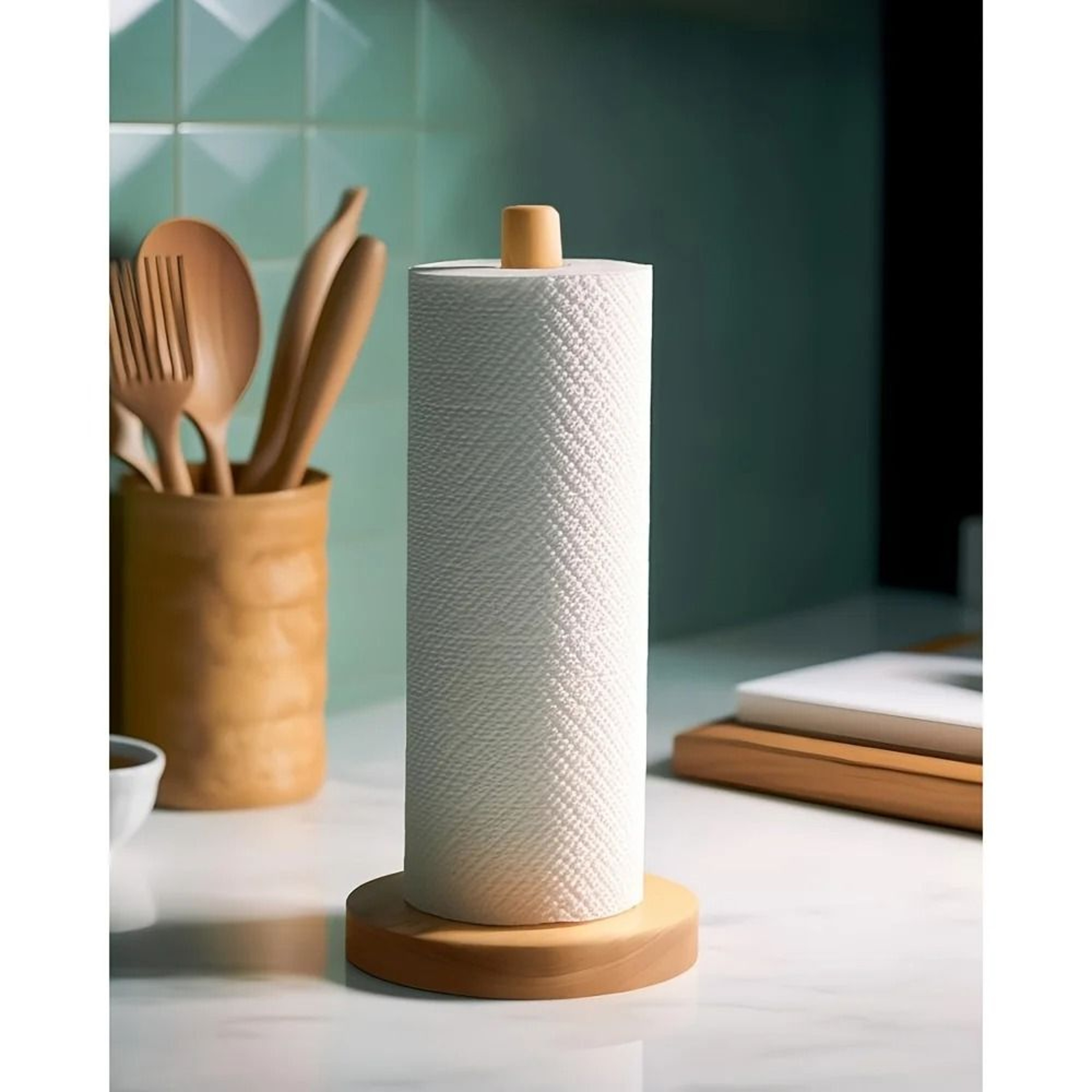 Bamboo Paper Towel Rack Independent Organizer 1