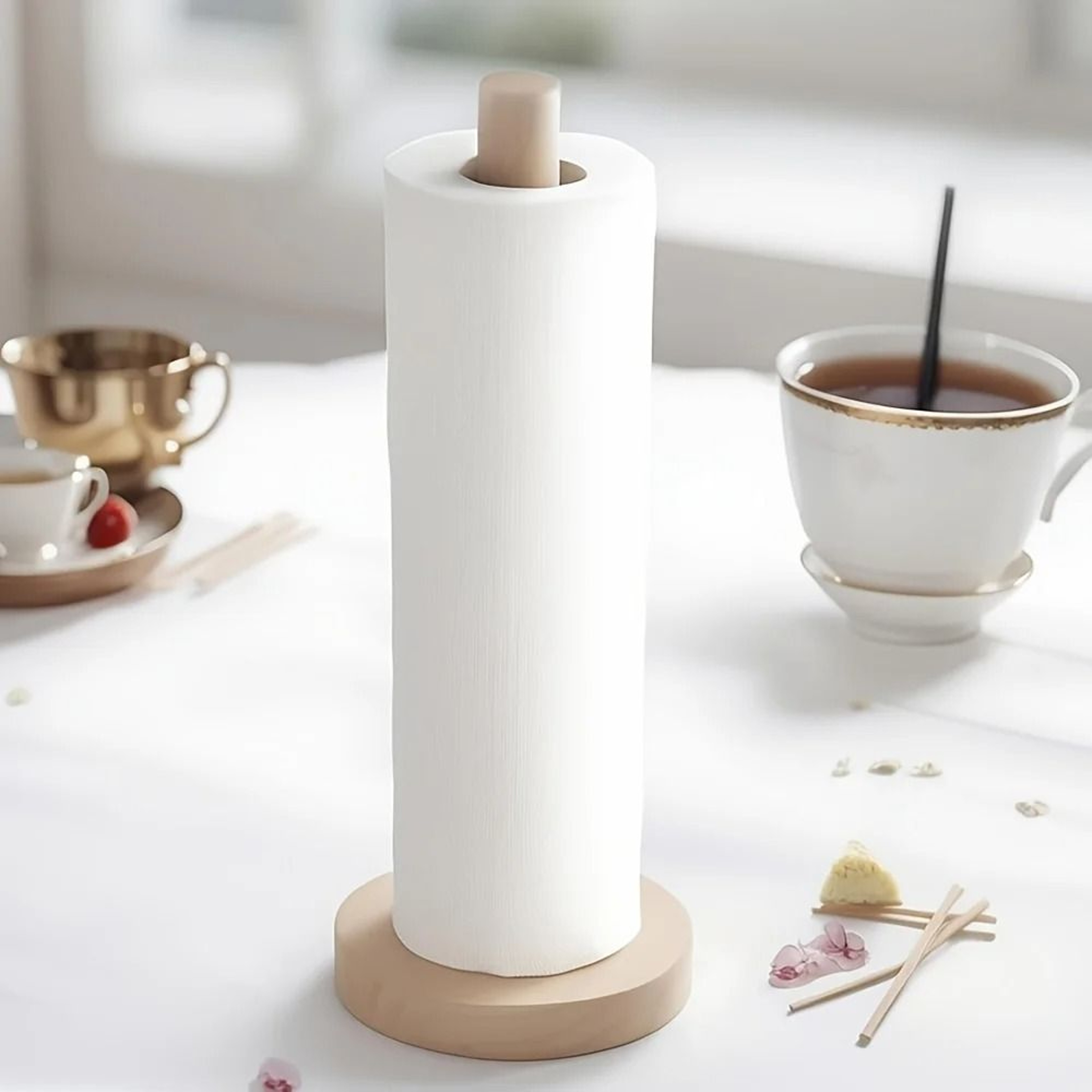 Bamboo Paper Towel Rack Independent Organizer 5