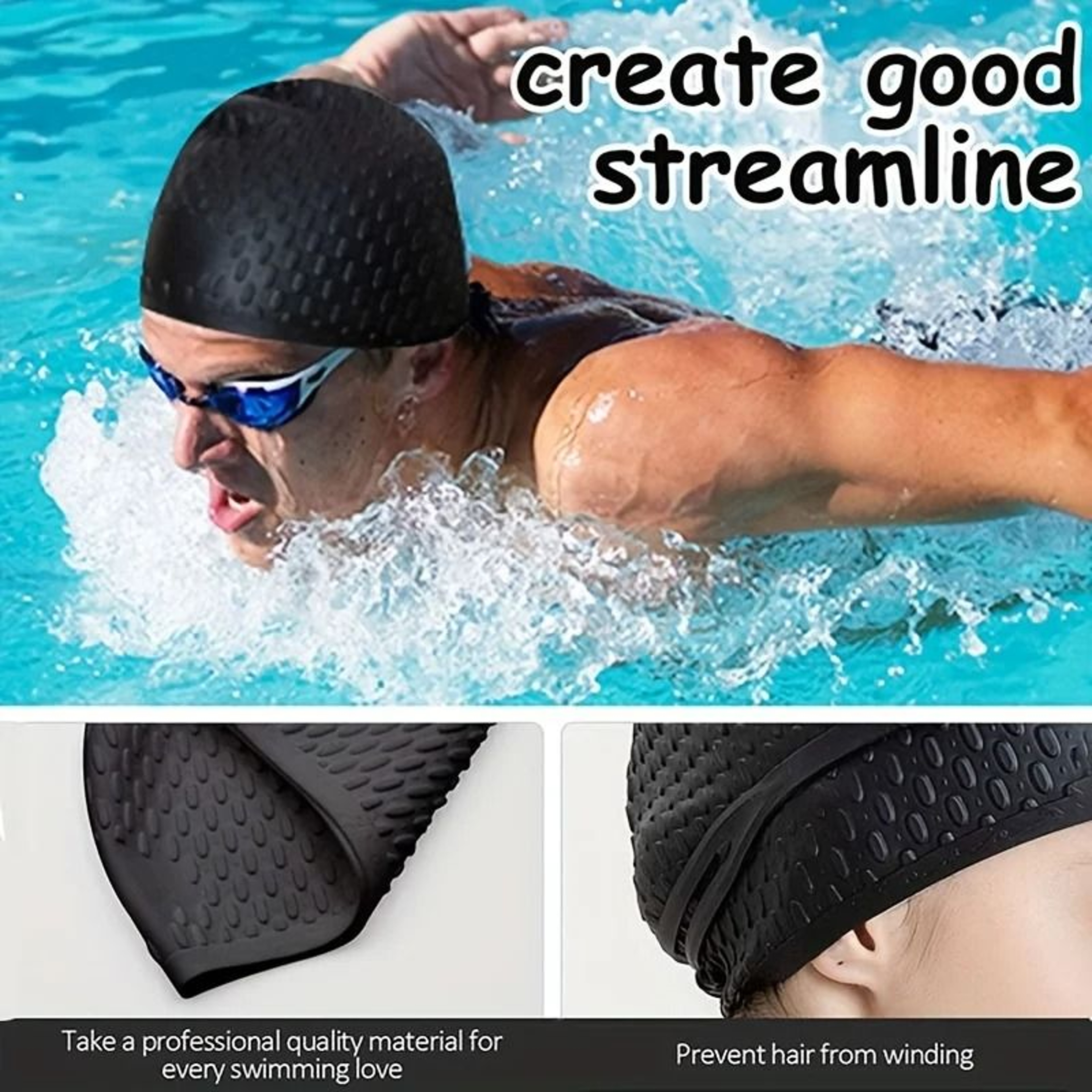 Unisex High Elasticity Silicone Swim Cap 1