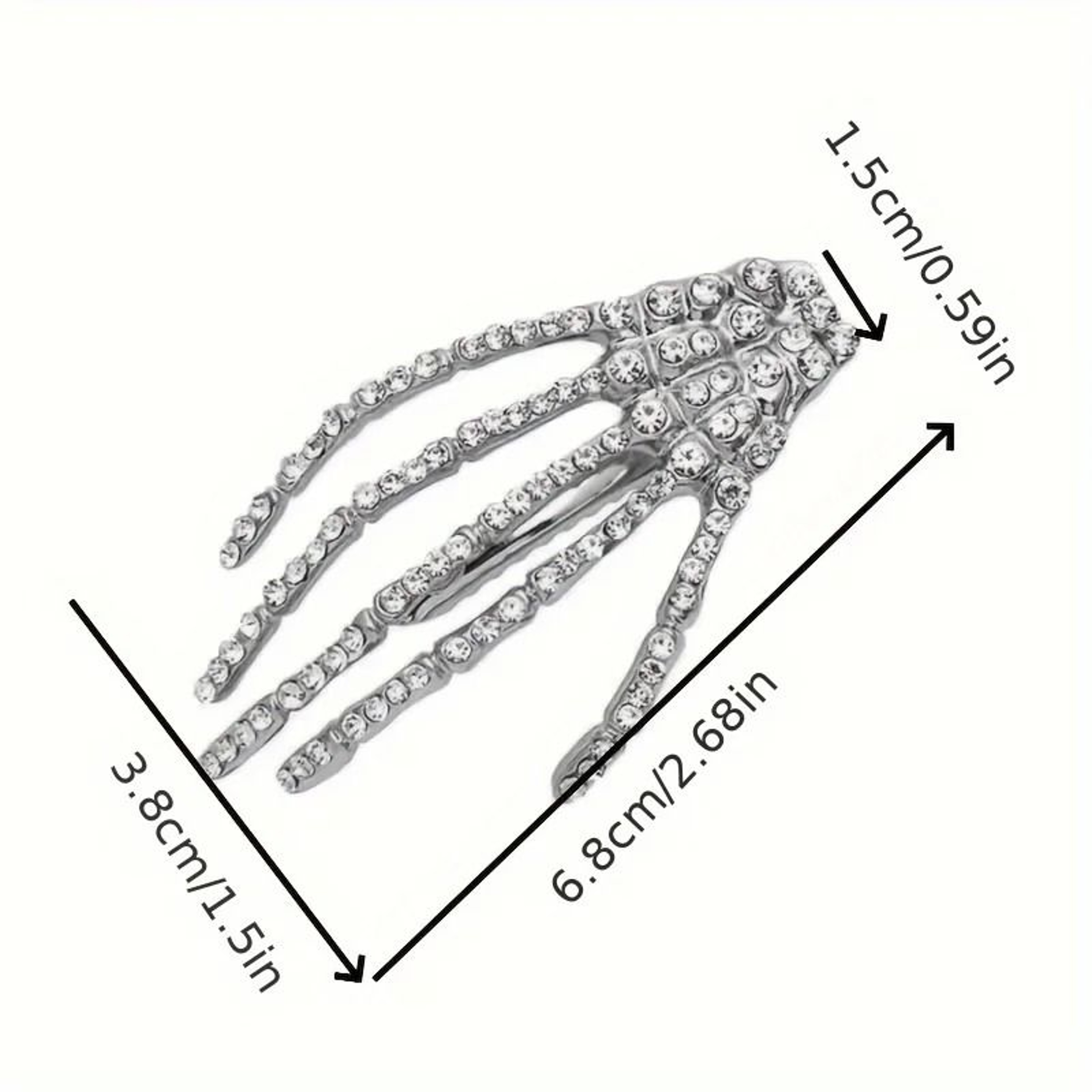 2 Piece Rhinestone Skeleton Hand Hair Clips 3