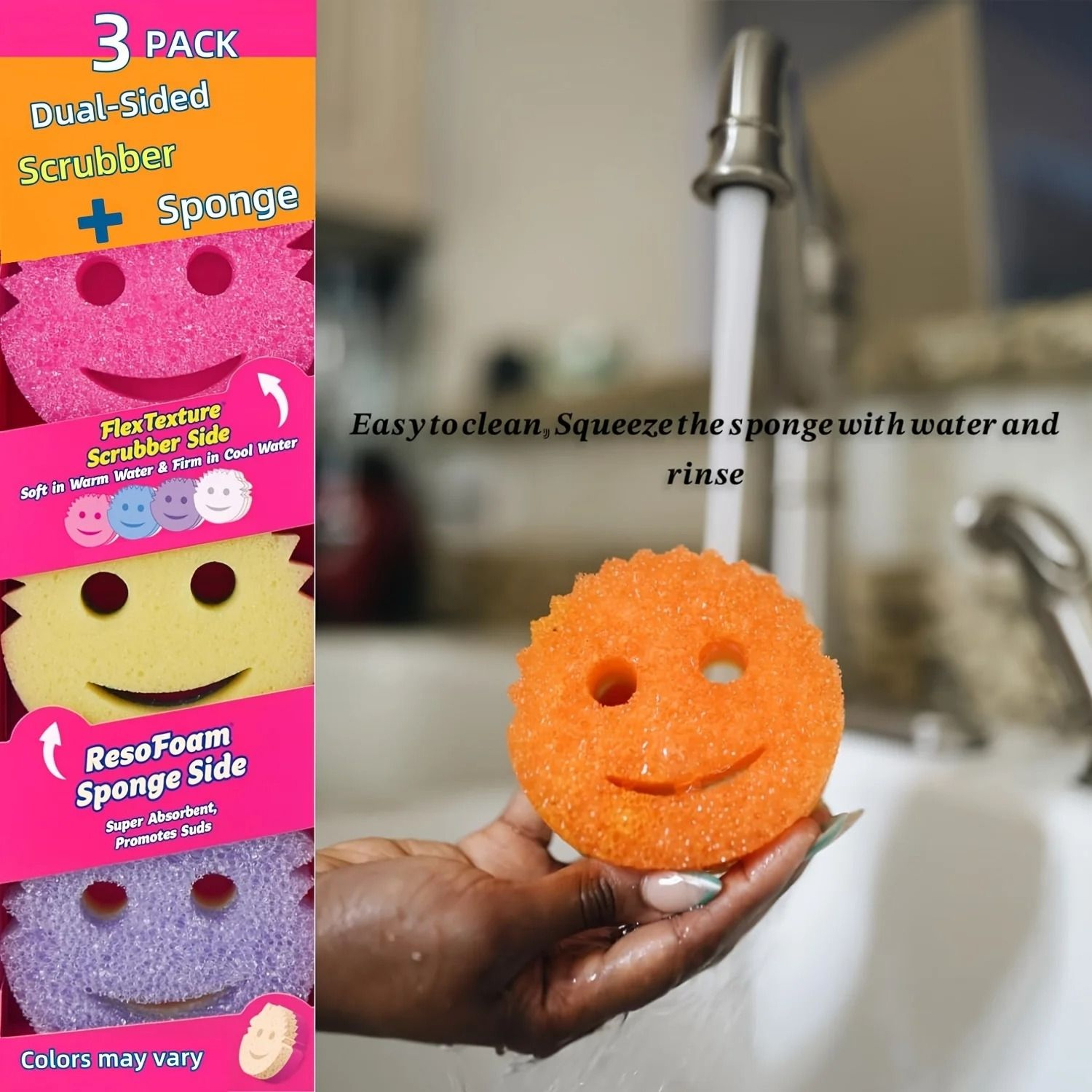 3 Piece Temperature Sensitive Kitchen Sponge Set 0