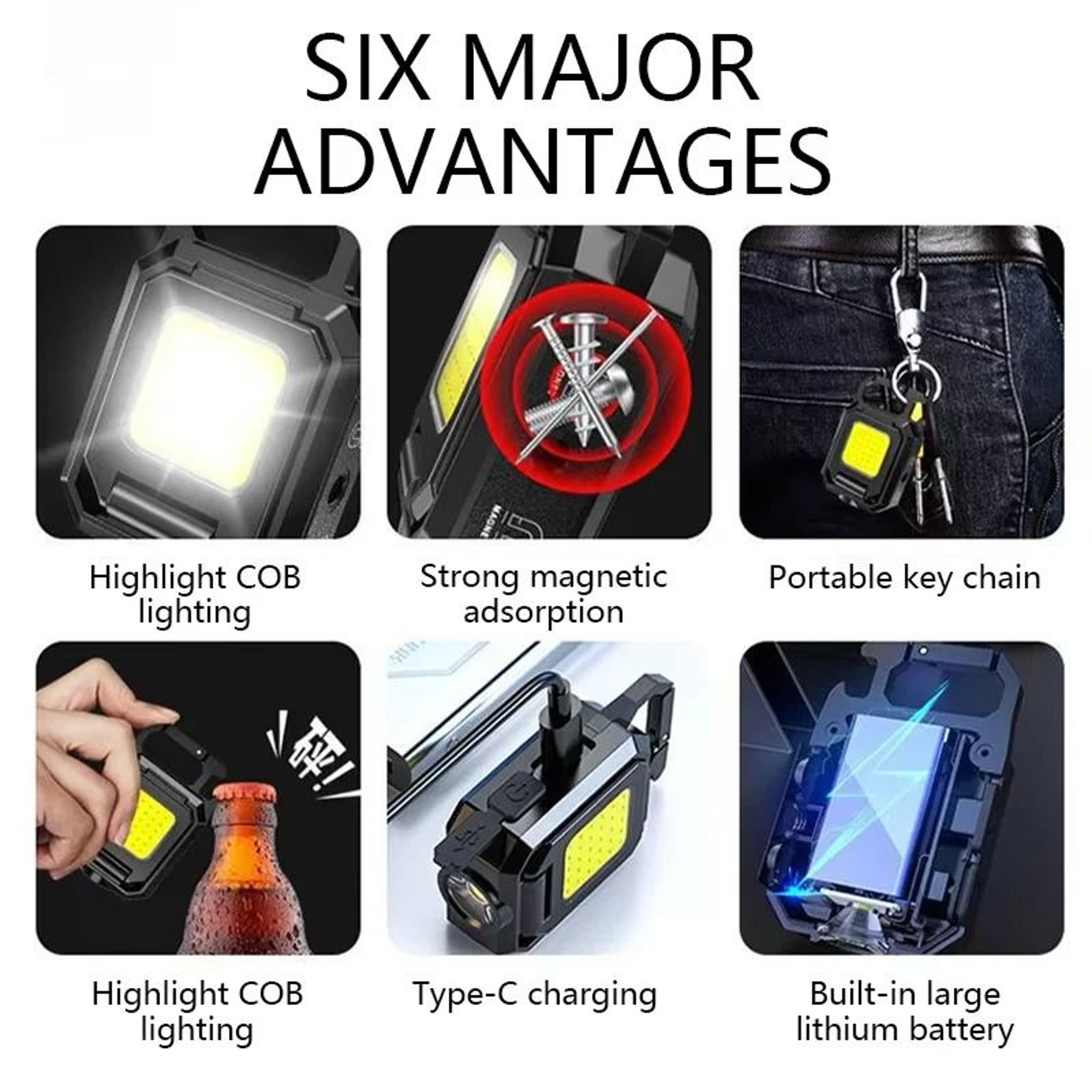 Dual Light Source COB Keychain Work Light 5