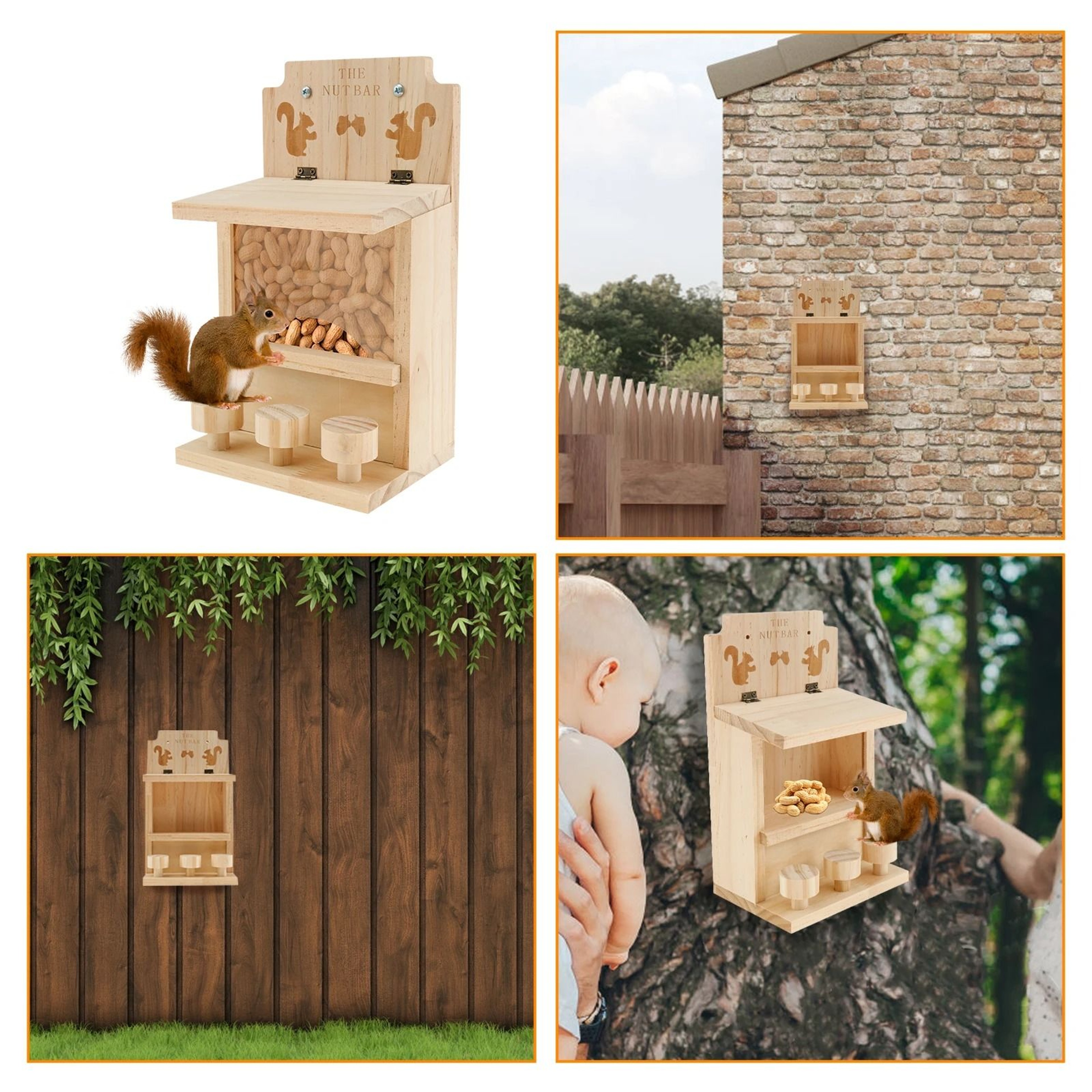Solid Wood Outdoor Squirrel Feeder 4