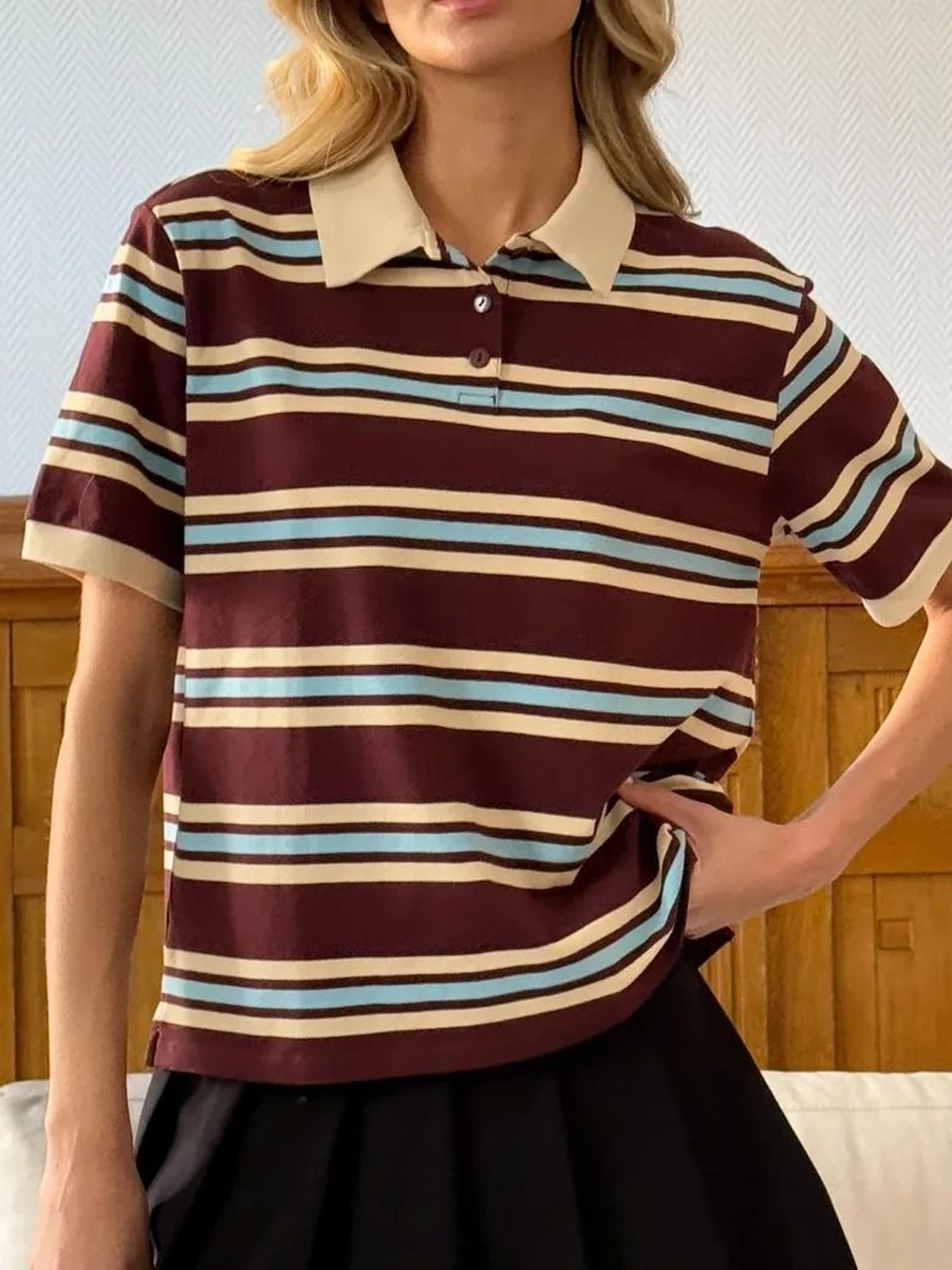 Soft Cotton Chic Polo Neck Tee 5
