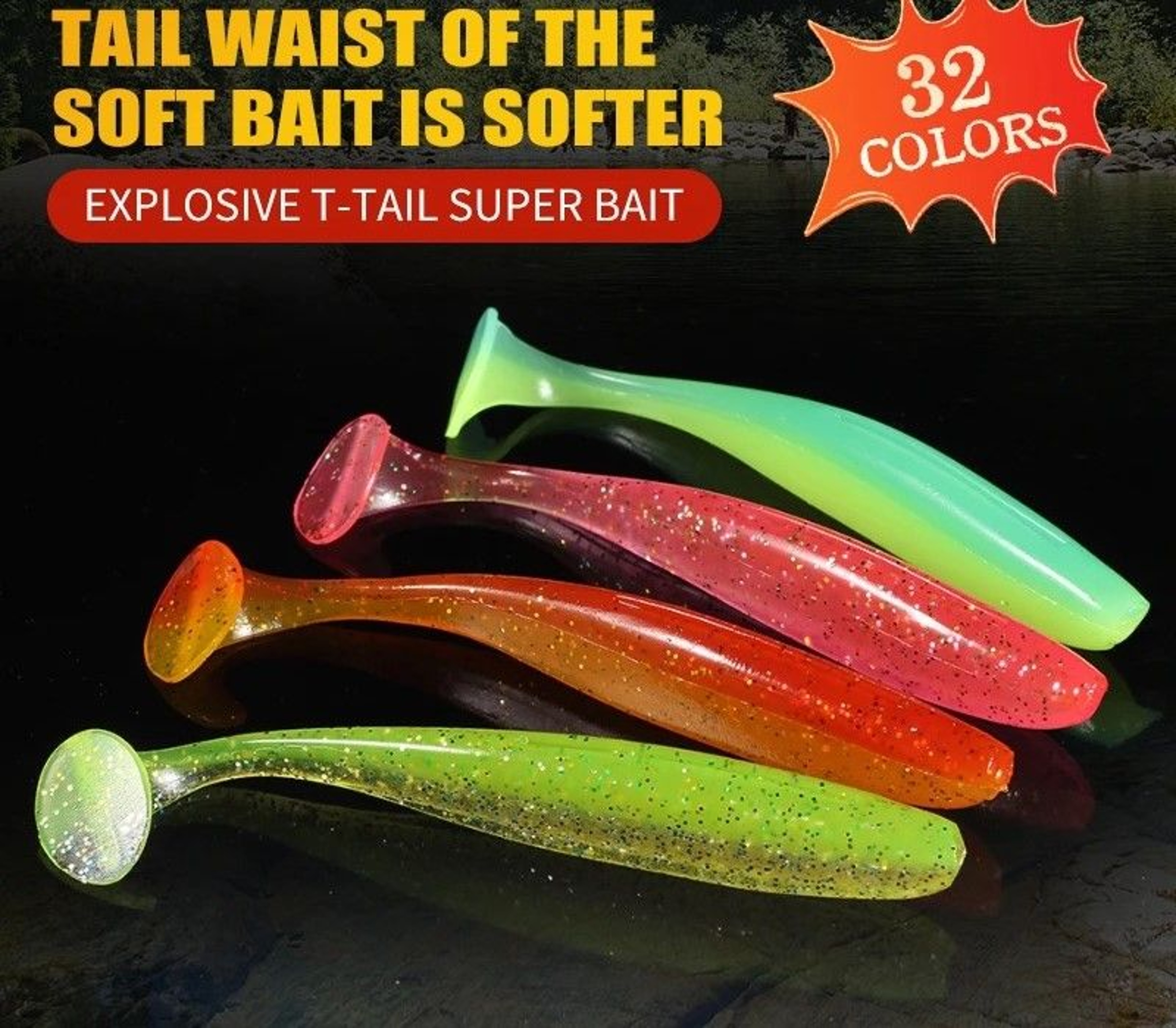 Hydrodynamic T Tail Soft Fishing Lures 1