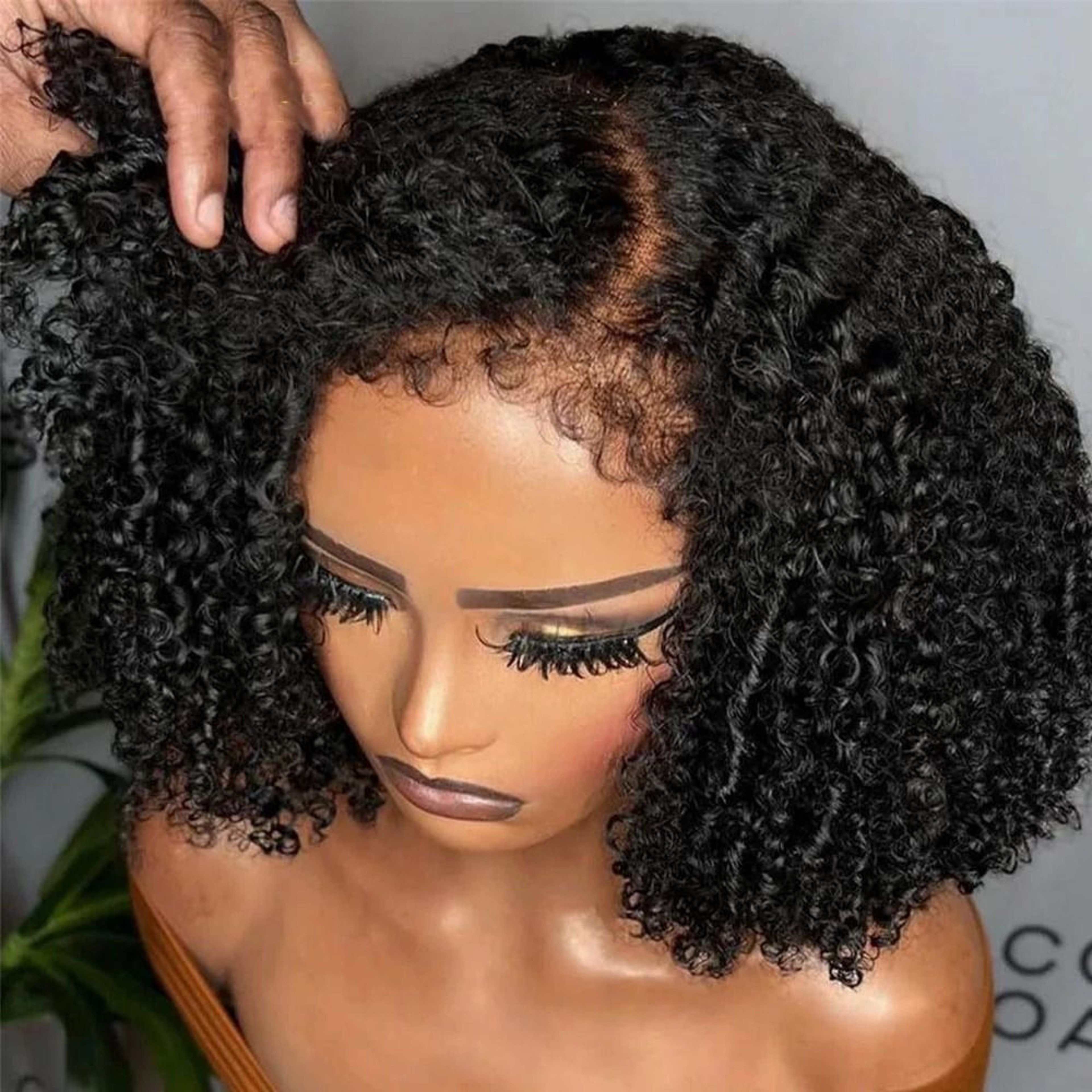 Sculpted Natural Edge Kinky Curly Bob Wig 0