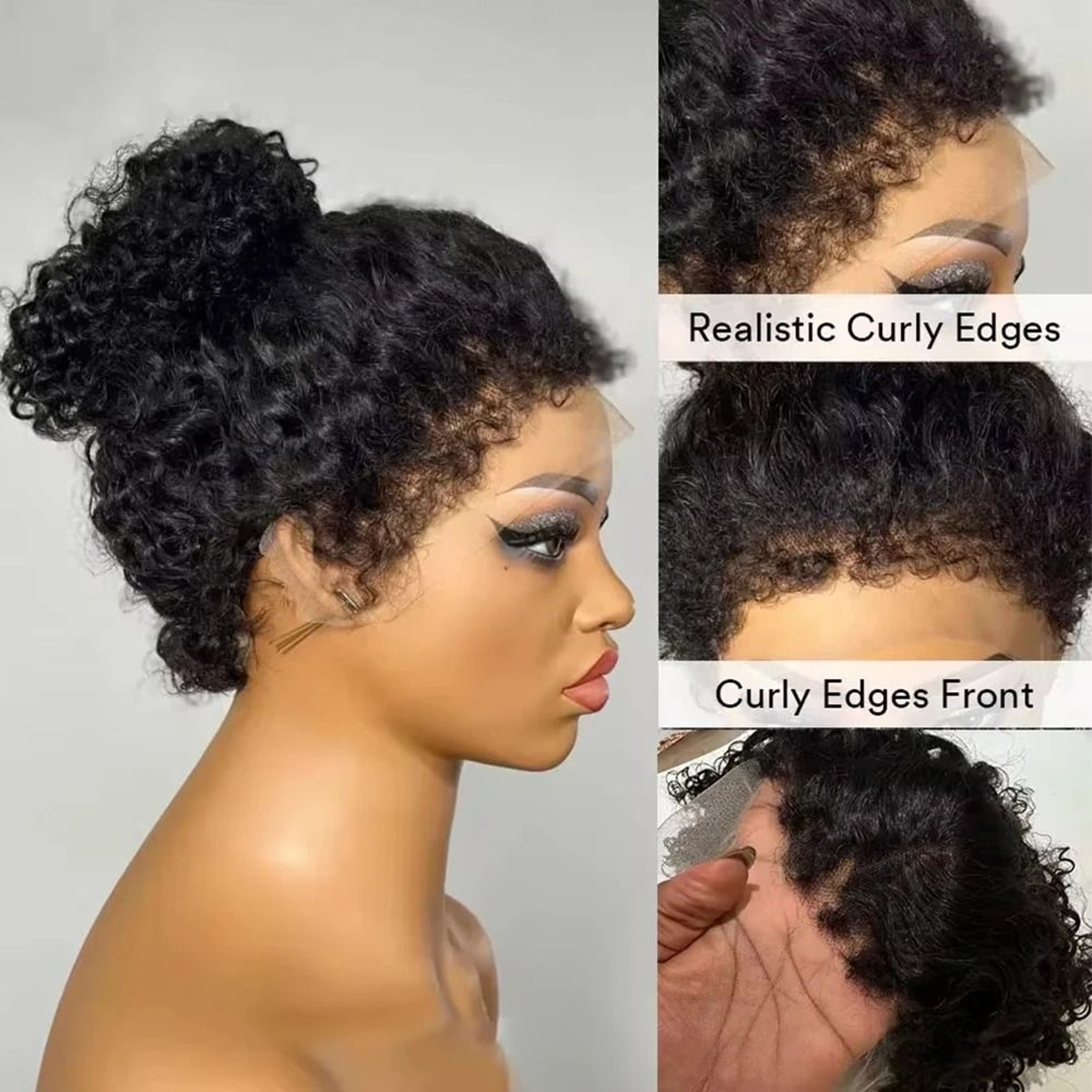 Sculpted Natural Edge Kinky Curly Bob Wig 1