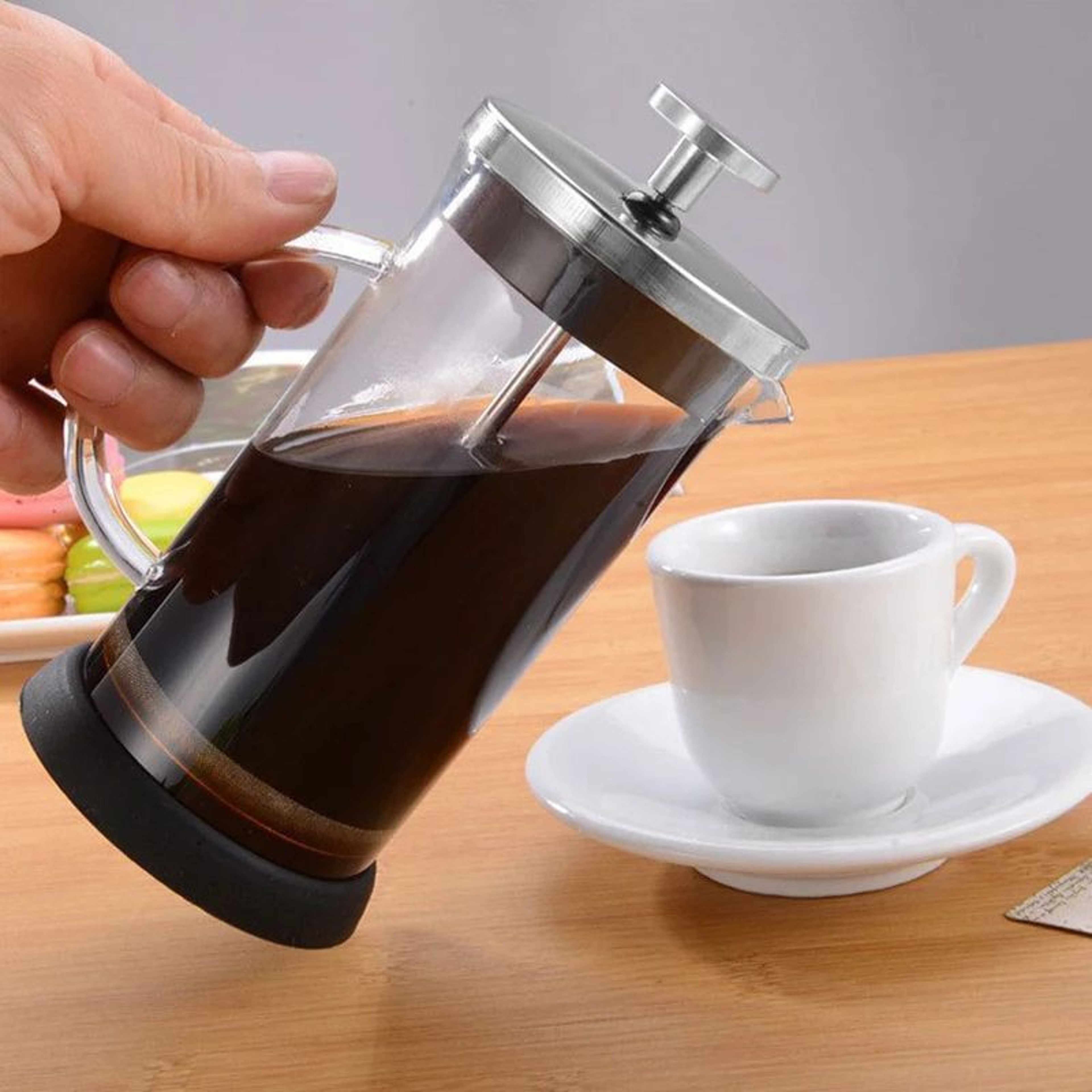 Glass French Press Coffee Maker With Stainless Steel Filter 4