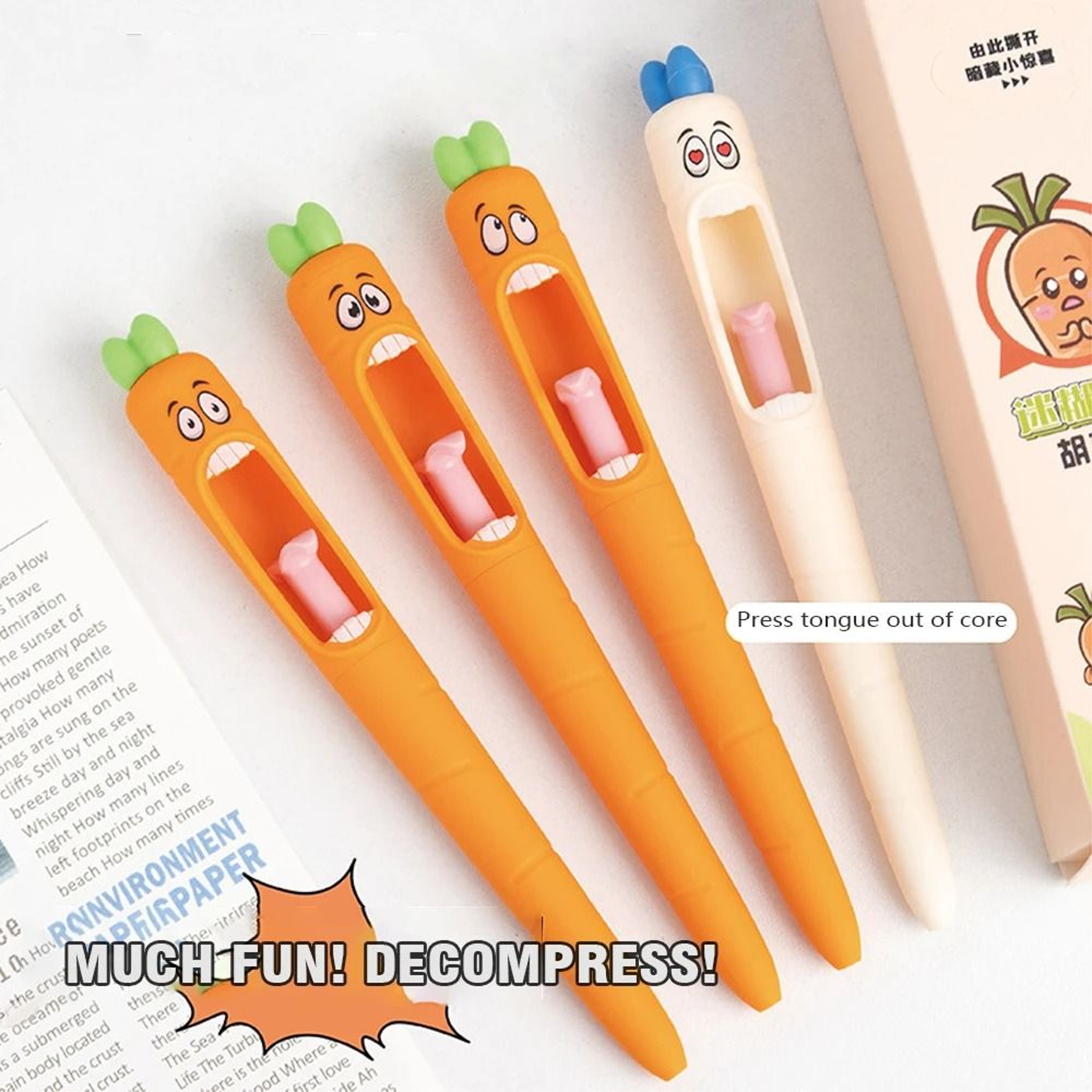 Carrot Push Pop Gel Pen 3