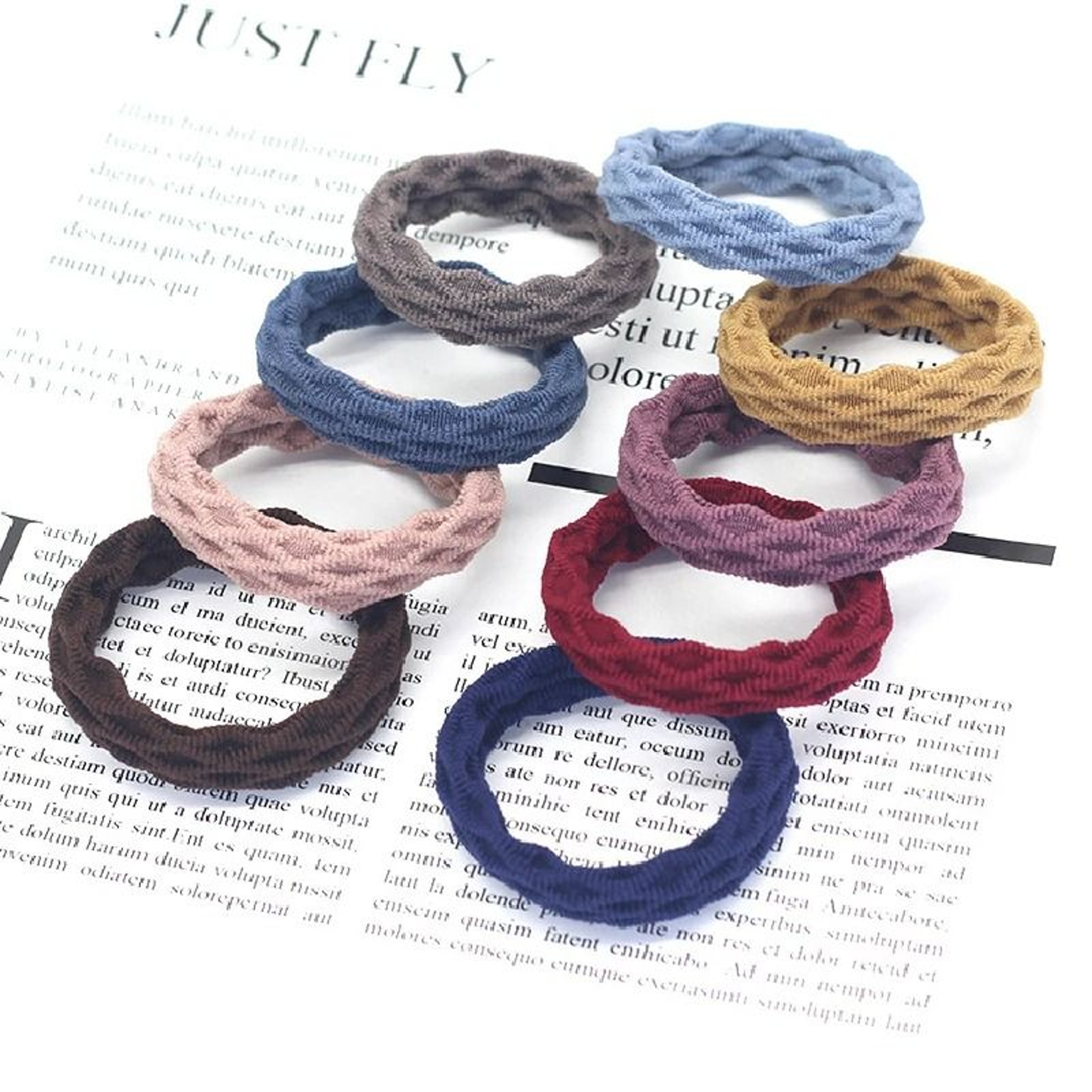 20 Piece High Elasticity Jacquard Pattern Hair Rope Set 3