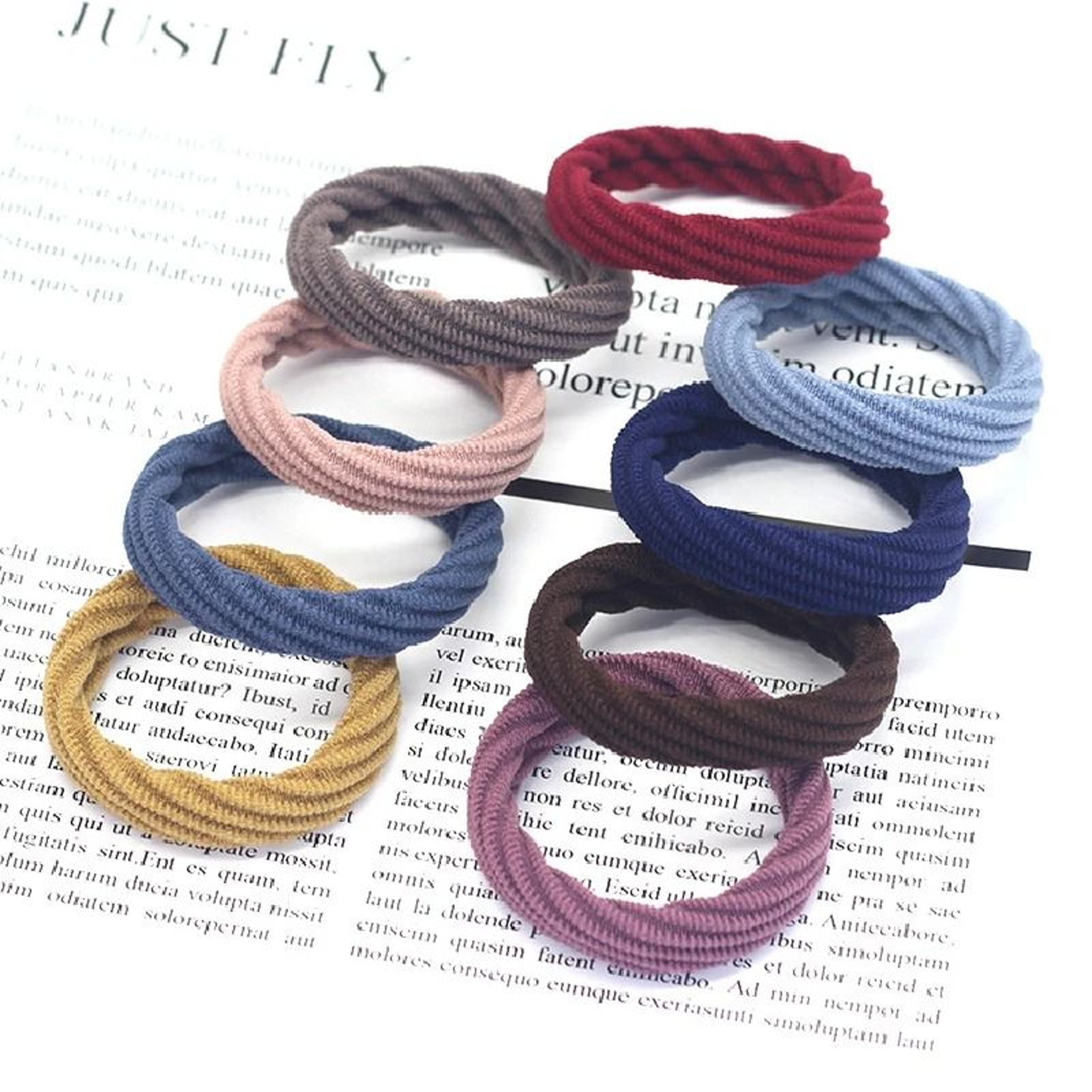 20 Piece High Elasticity Jacquard Pattern Hair Rope Set 11