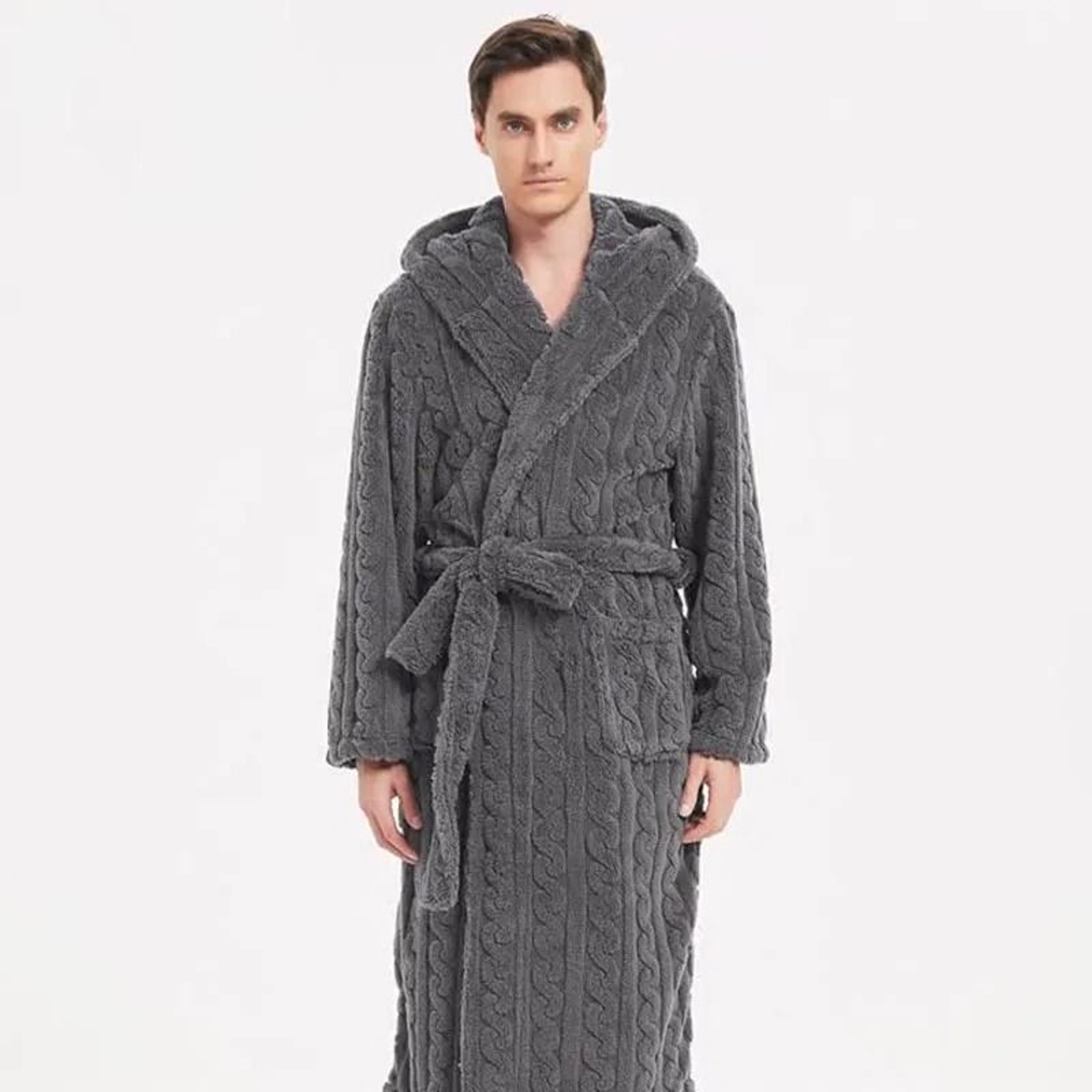Luxurious Thickened Jacquard Hooded Couples Robe 0