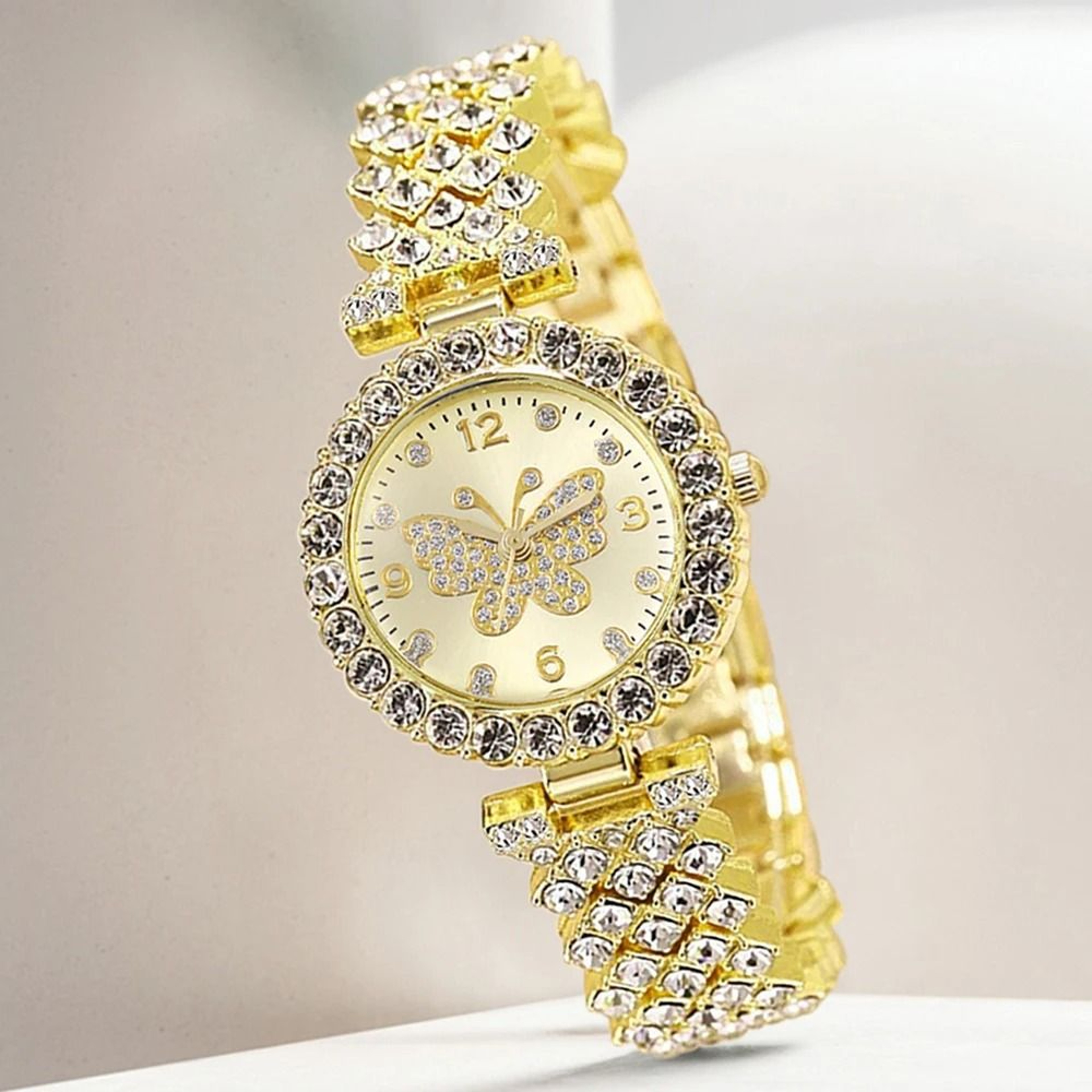 4 Piece Golden Butterfly Luxury Womens Watch Set 2