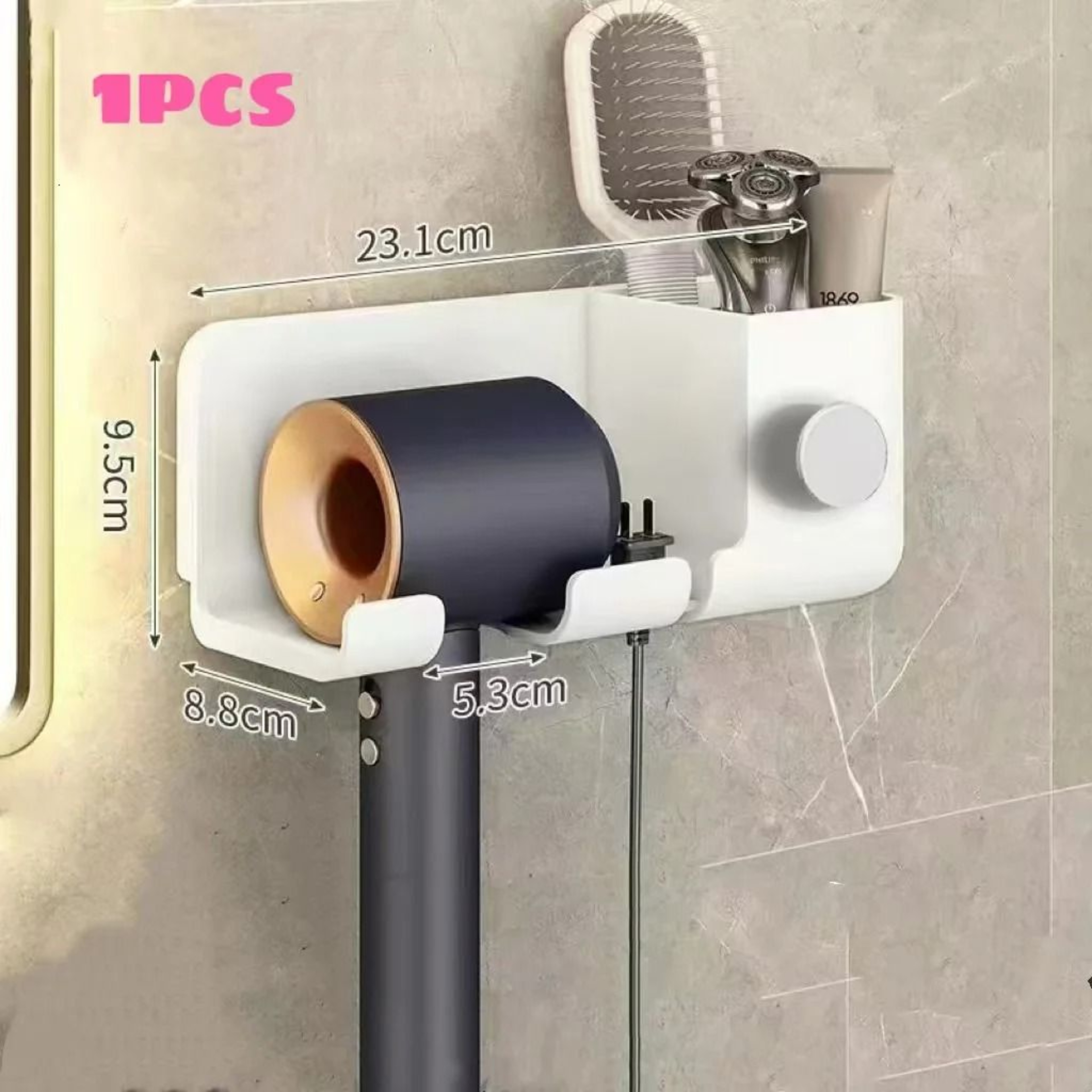 Wall Mounted MultiFunctional Hair Dryer  Tool Organizer 17