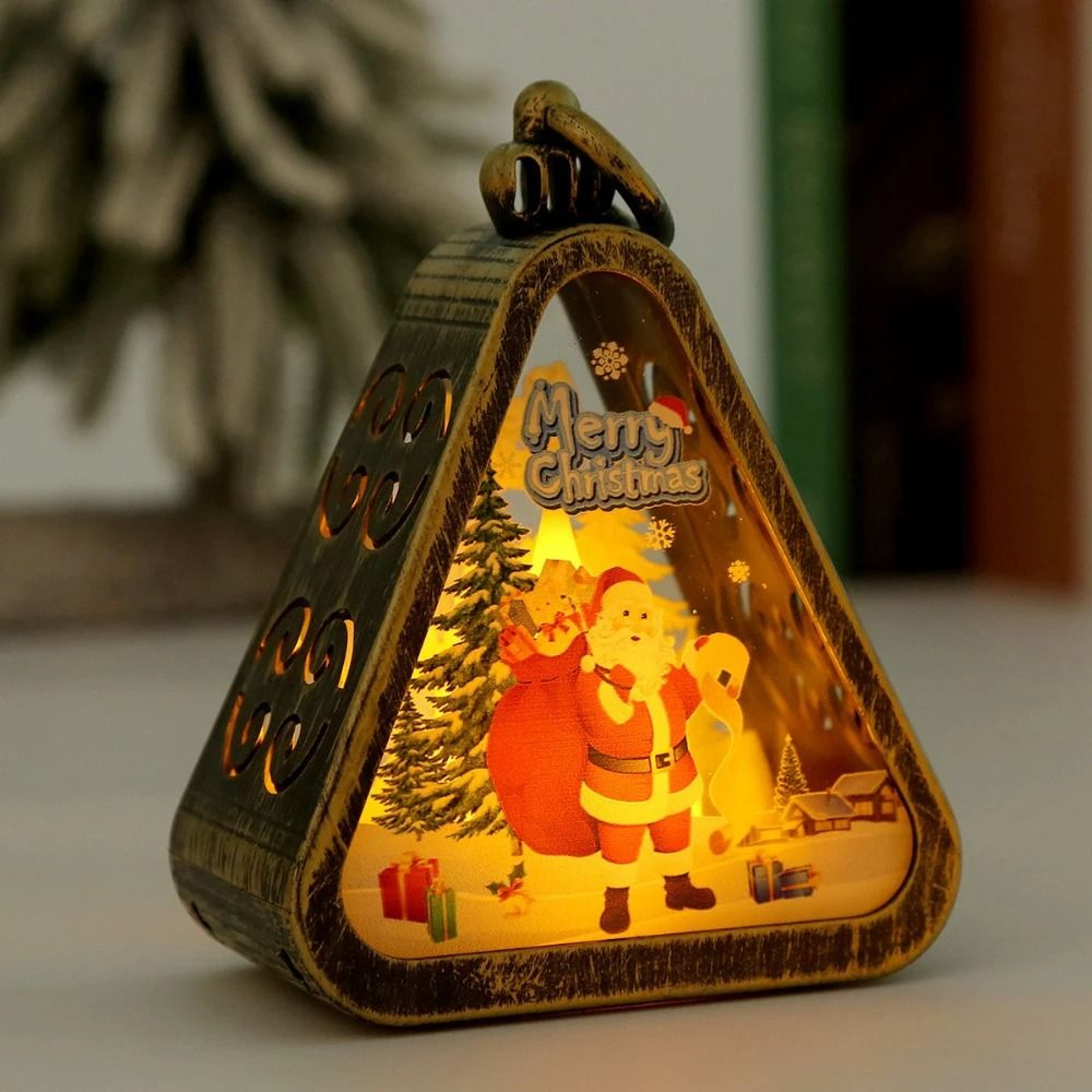 Mini Christmas LED Triangle Lantern Ornament 9