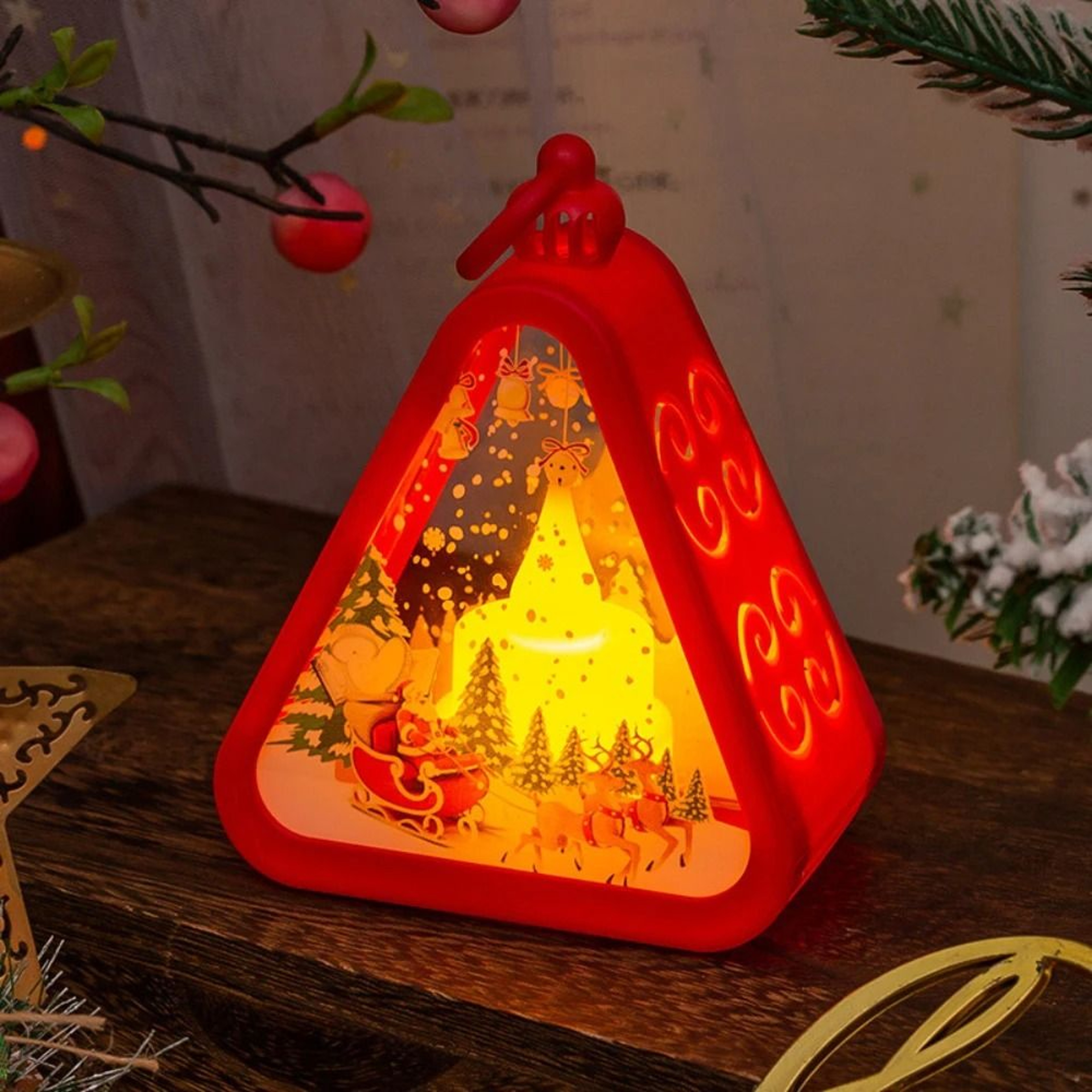 Mini Christmas LED Triangle Lantern Ornament 15