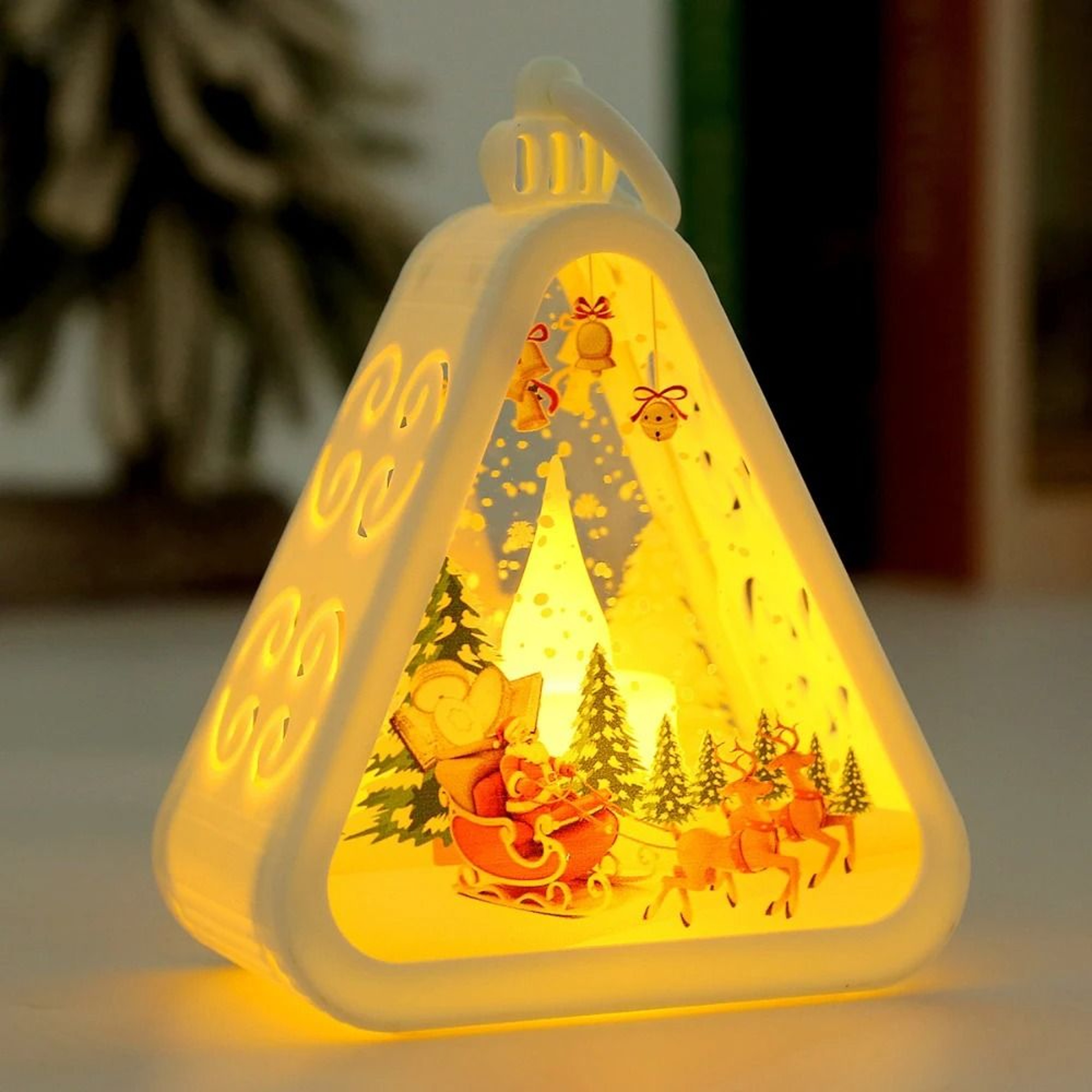 Mini Christmas LED Triangle Lantern Ornament 7