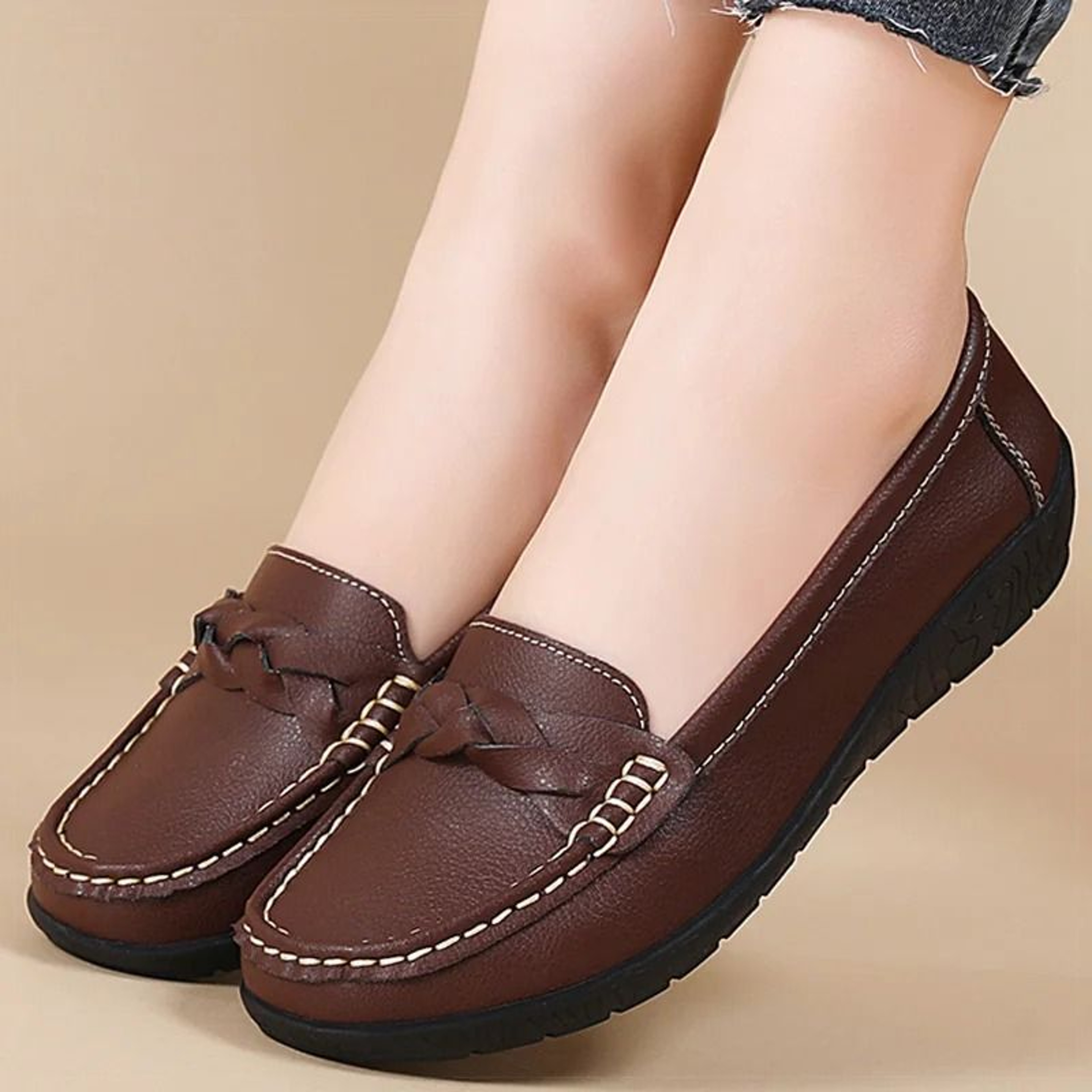 Womens Soft Leather Casual Loafers 5