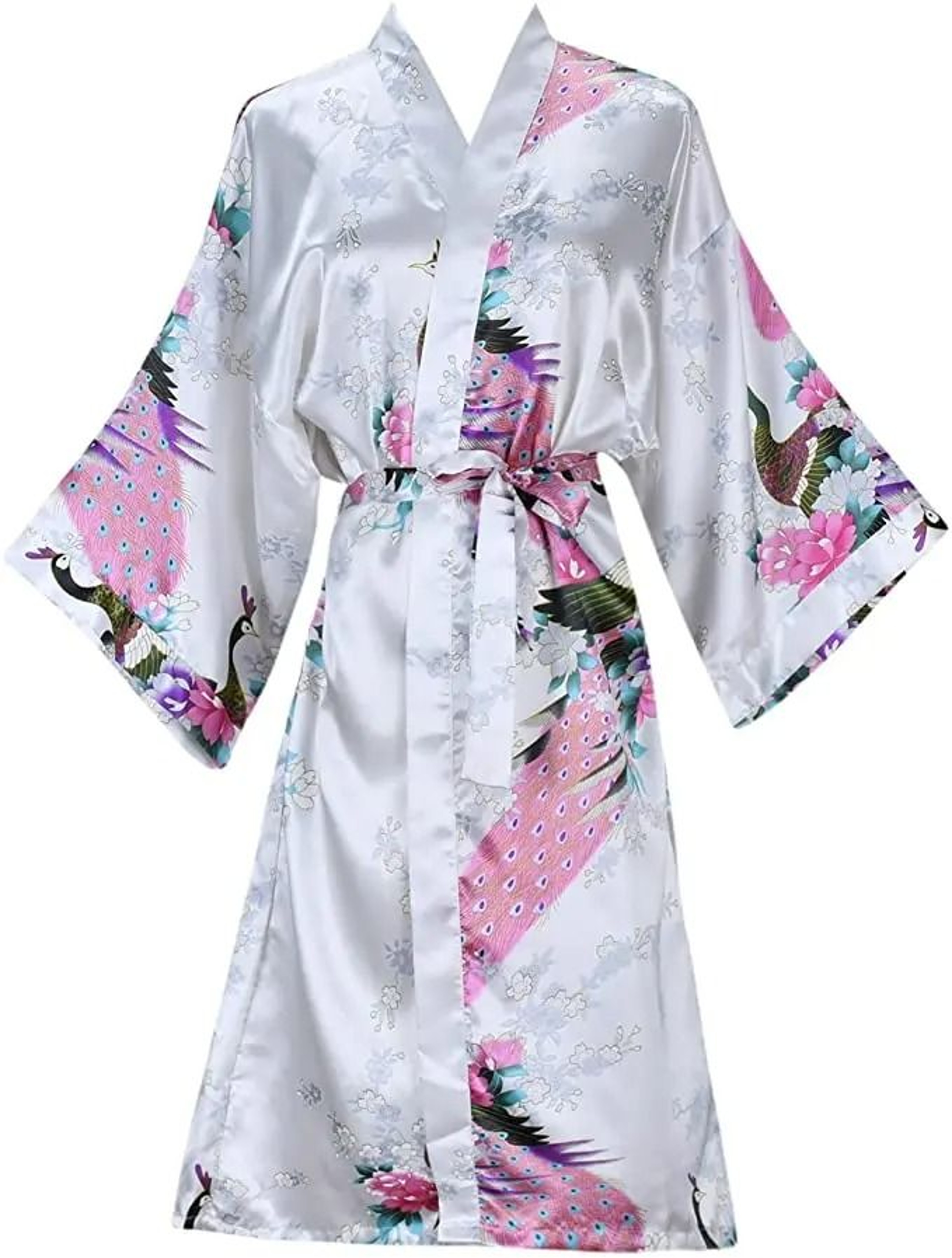Womens Floral Silk Satin Wedding Robe 0