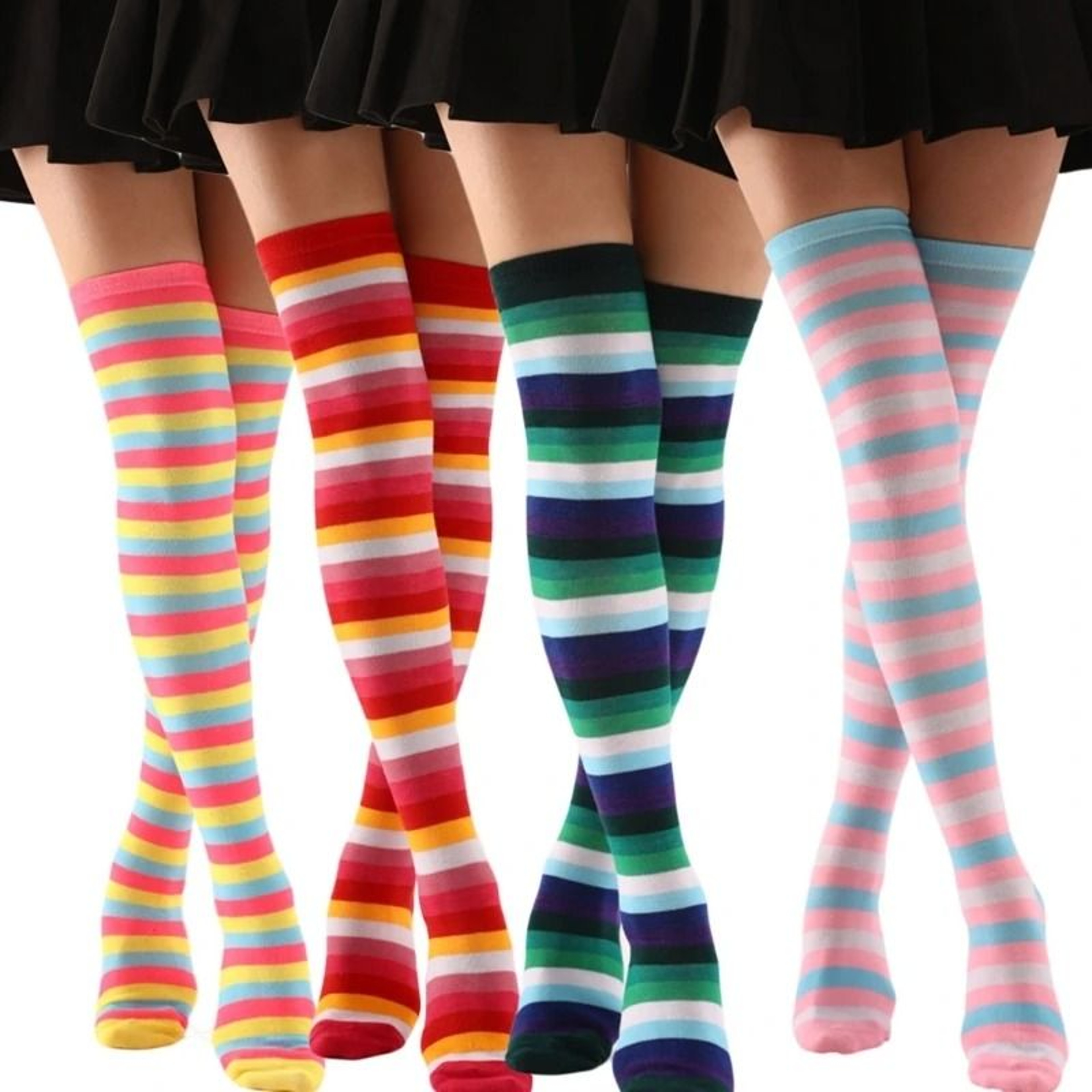 Vibrant Multi Tone Over Knee Aesthetic Socks 4