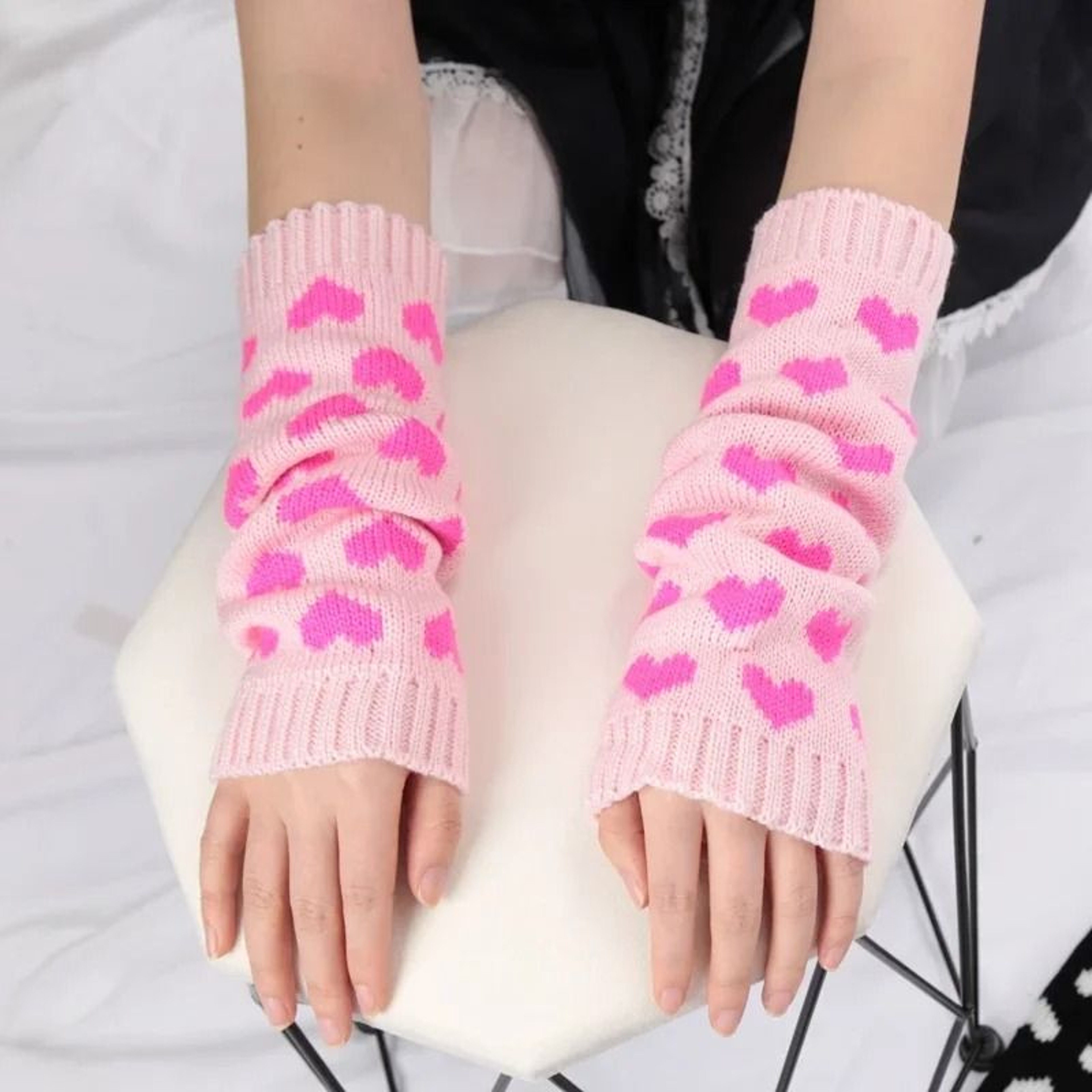 Y2K Heart Motif Japanese Lolita Leg Warmers 2