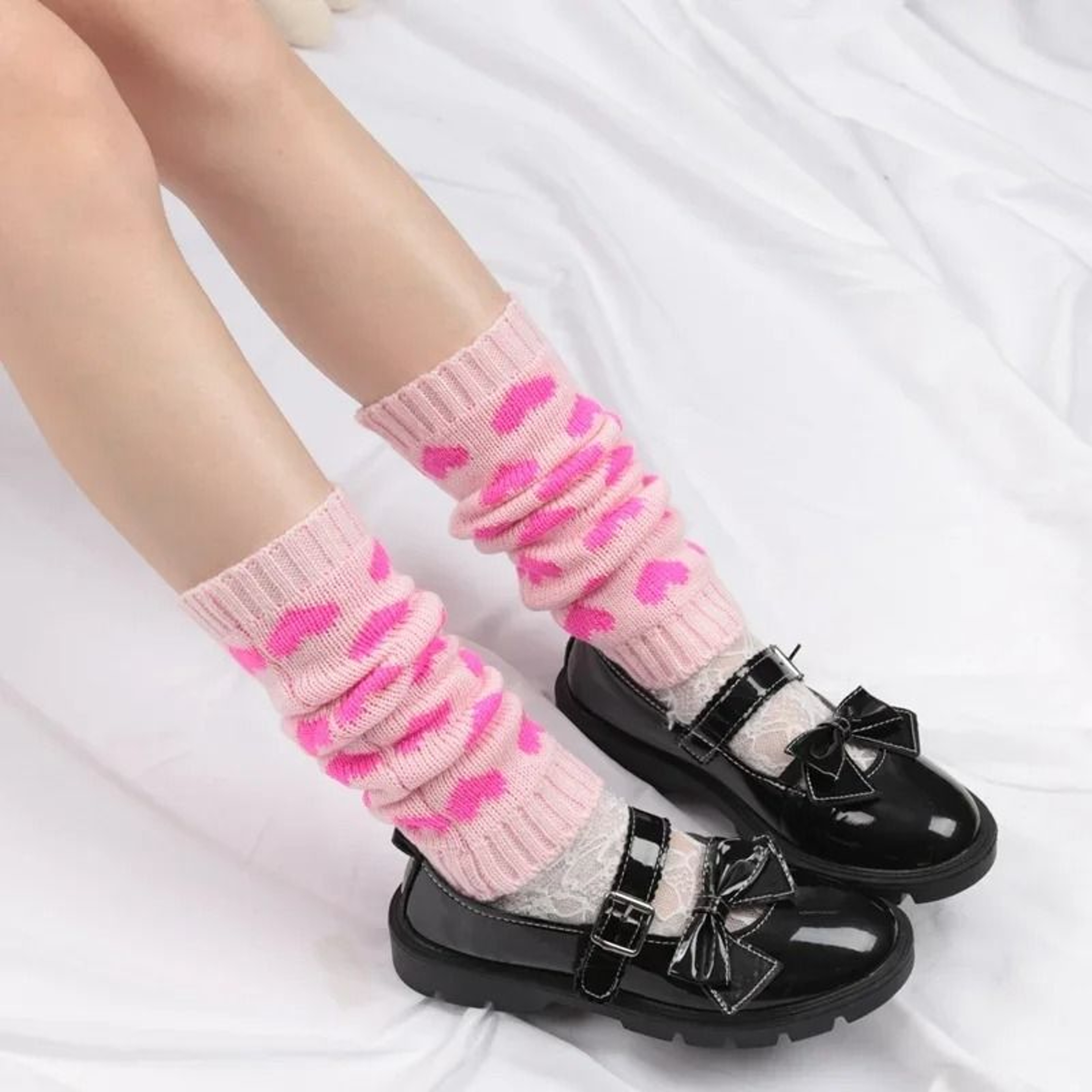 Y2K Heart Motif Japanese Lolita Leg Warmers 3