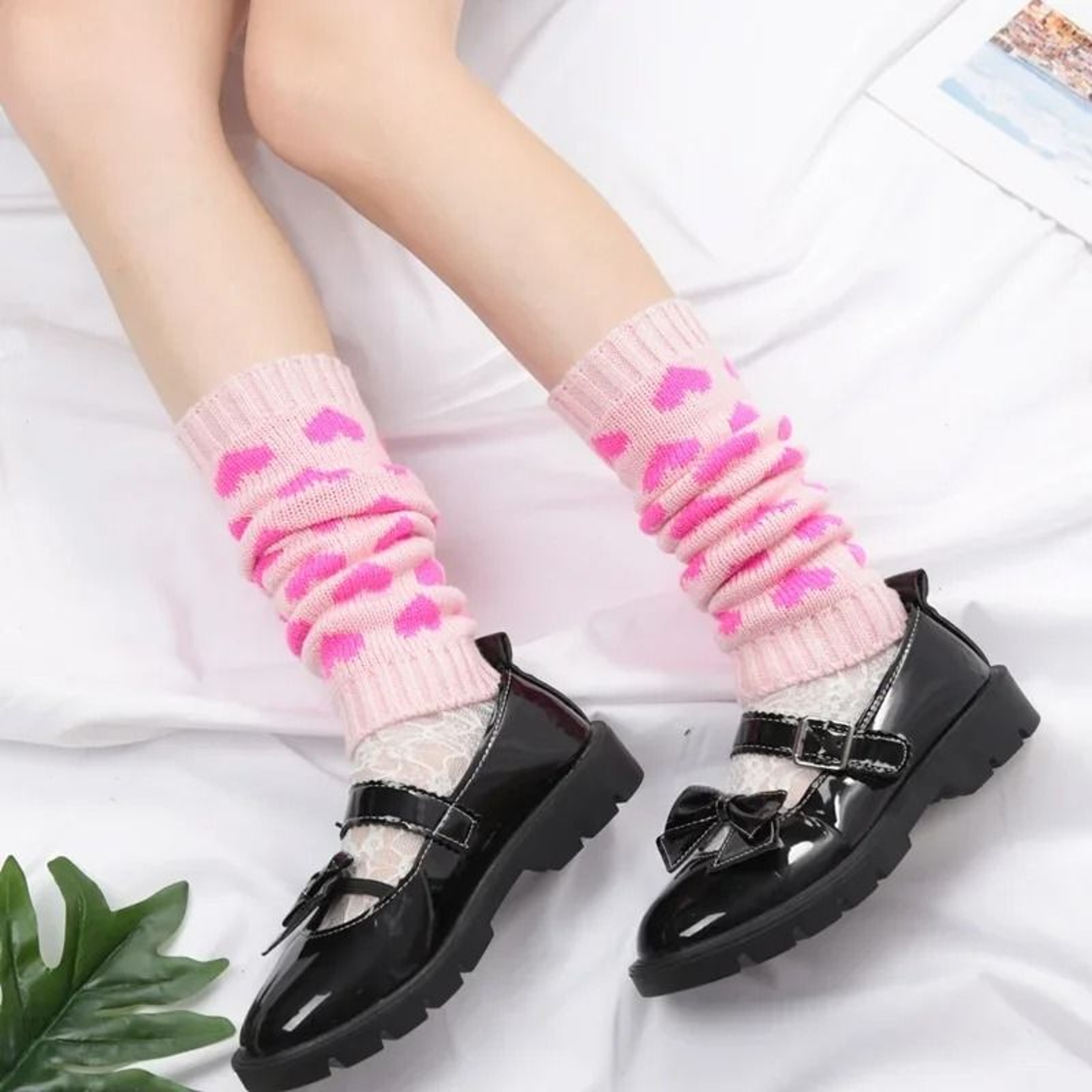 Y2K Heart Motif Japanese Lolita Leg Warmers 6