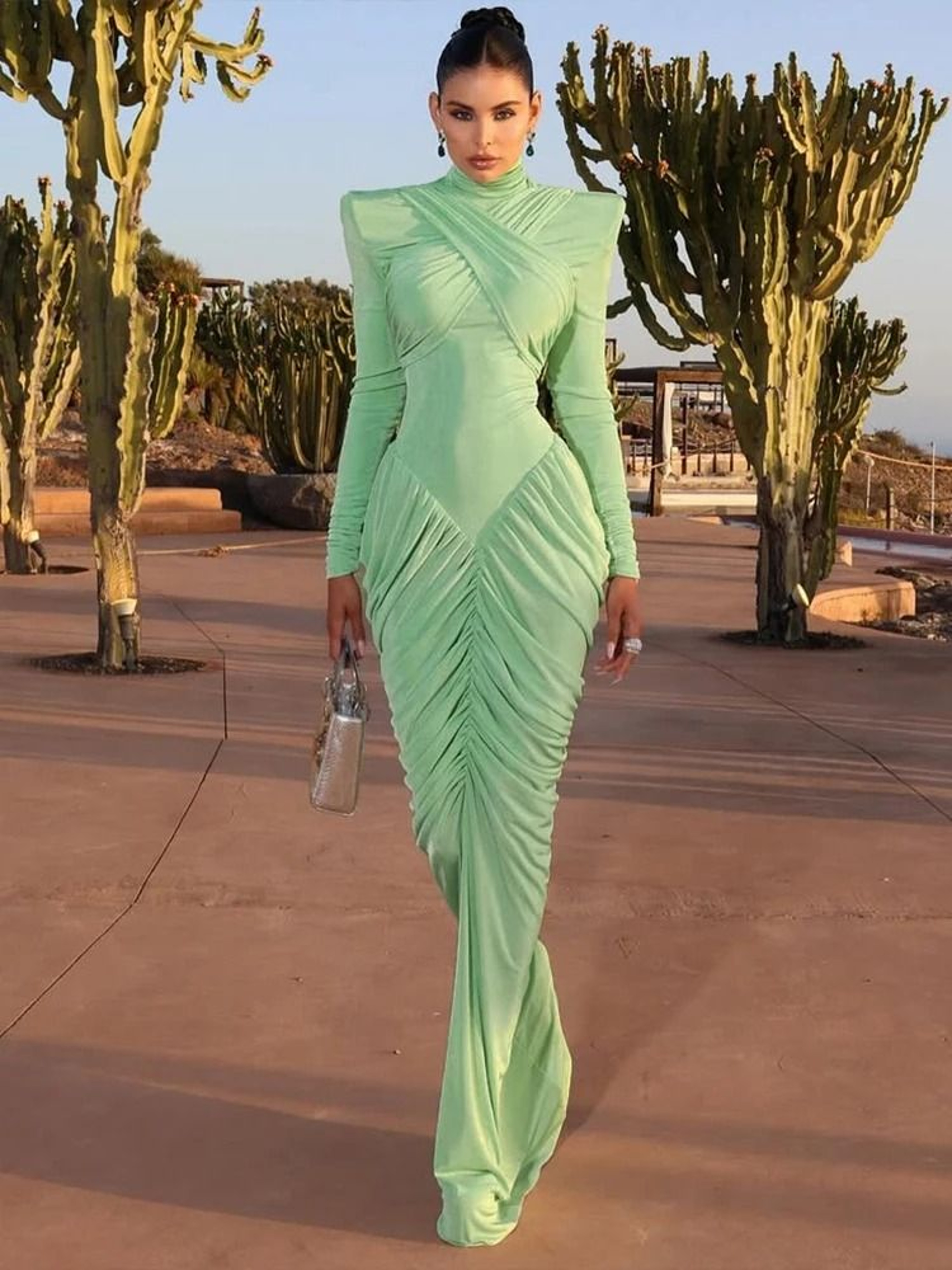 Elegant Ruched Open Back Maxi Dress 9