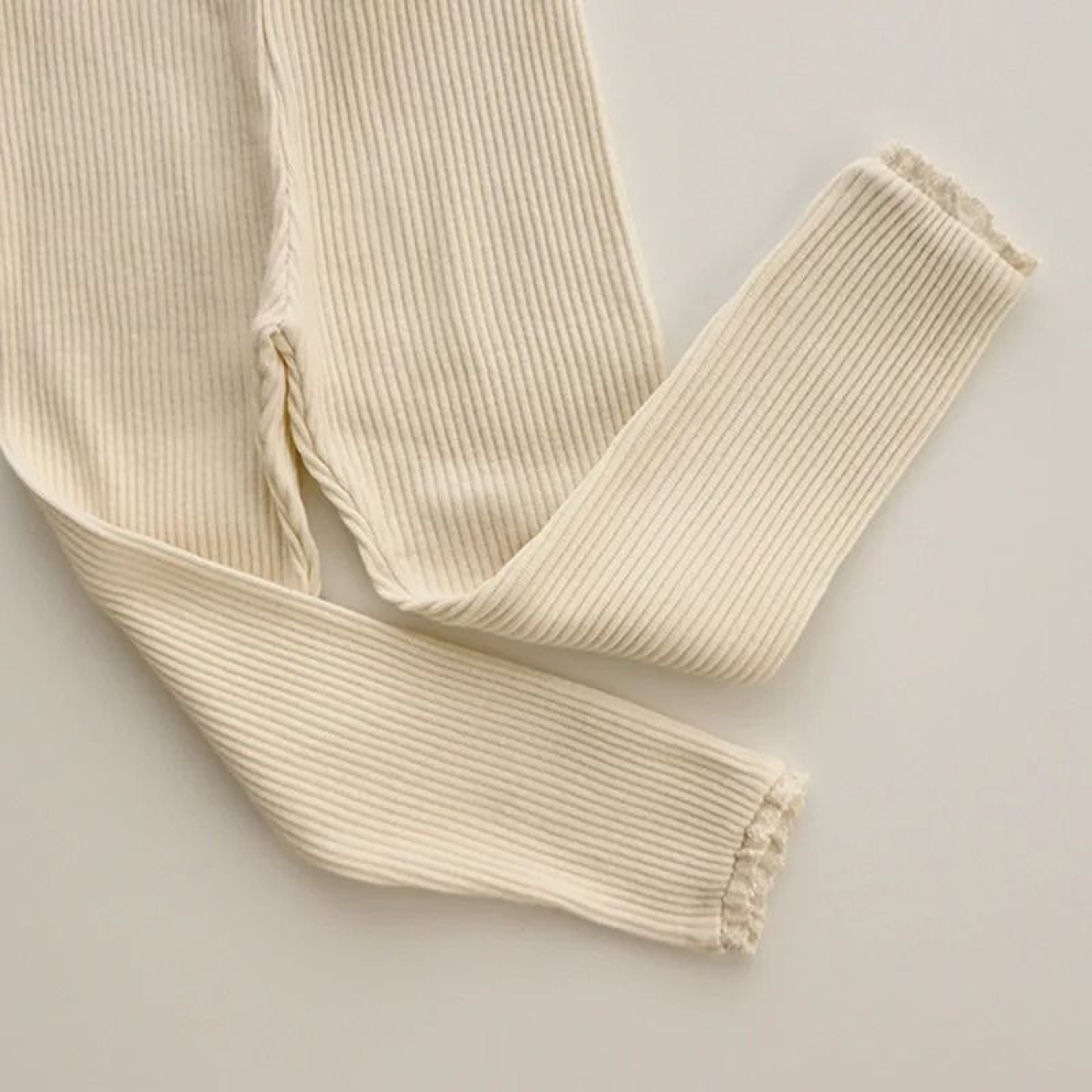 Ribbed Cotton Infant Leggings With Lace Detail 9