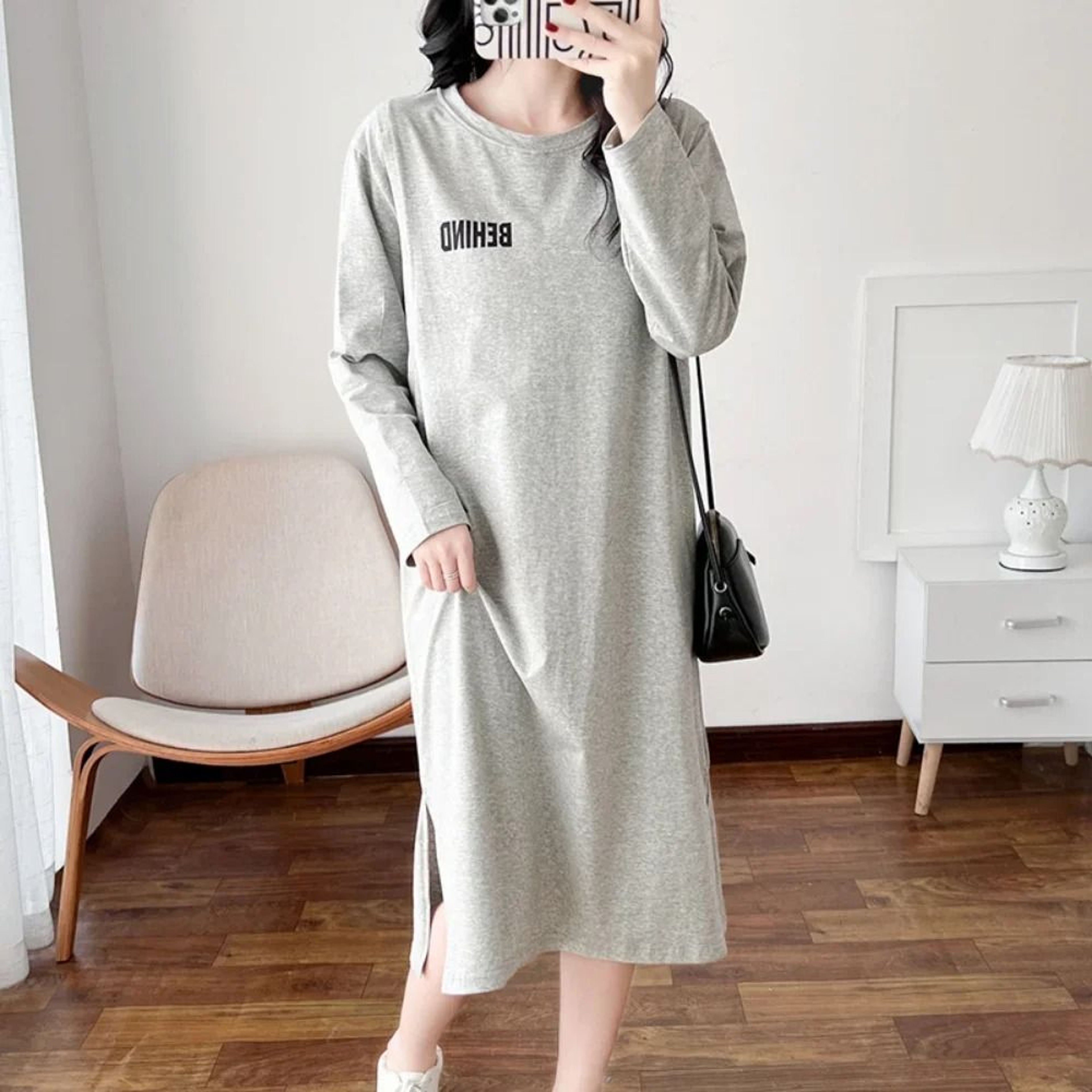 Casual Printed Maternity And Breastfeeding TShirt Dress 0