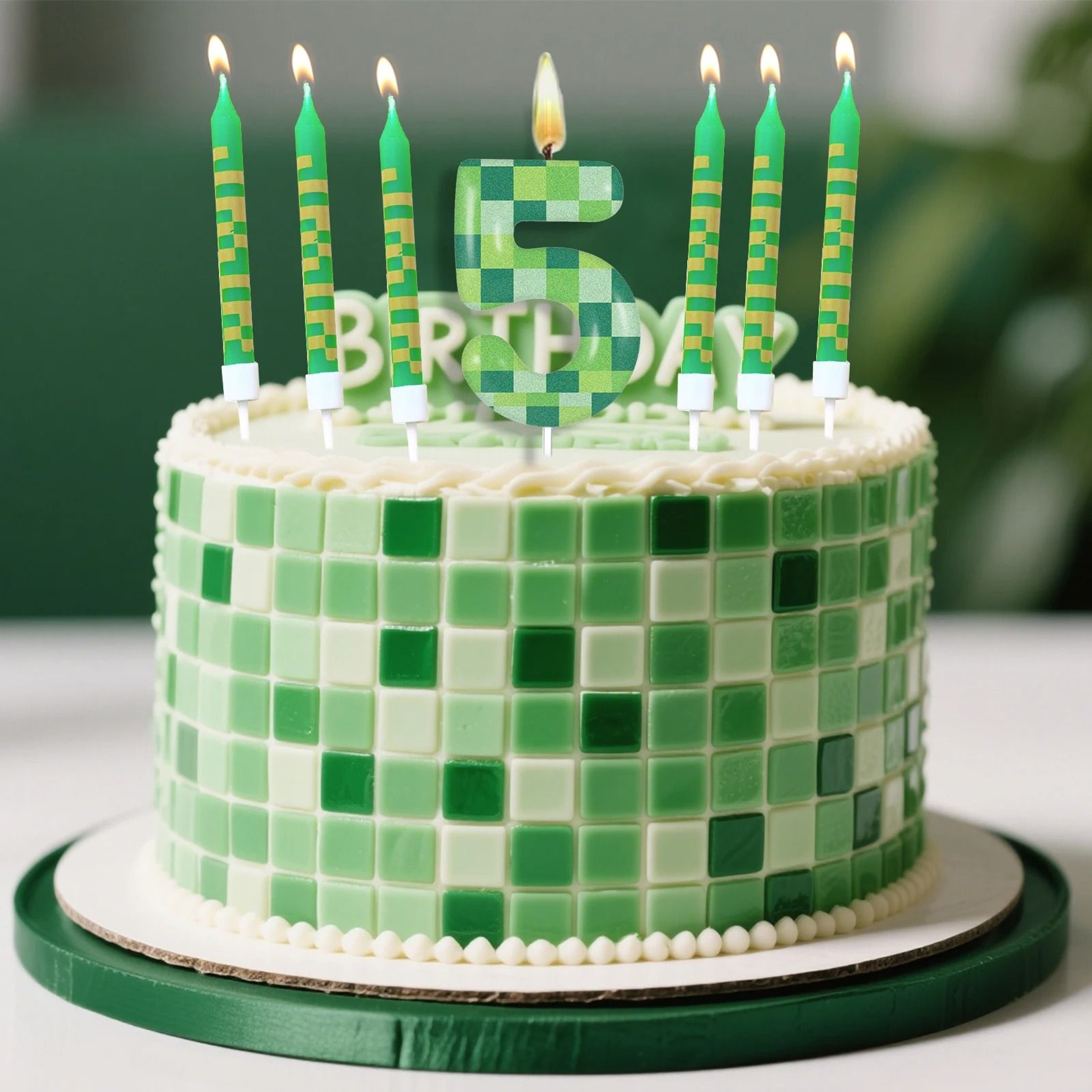 Pixelated Gamer Theme Birthday Candle Set 4