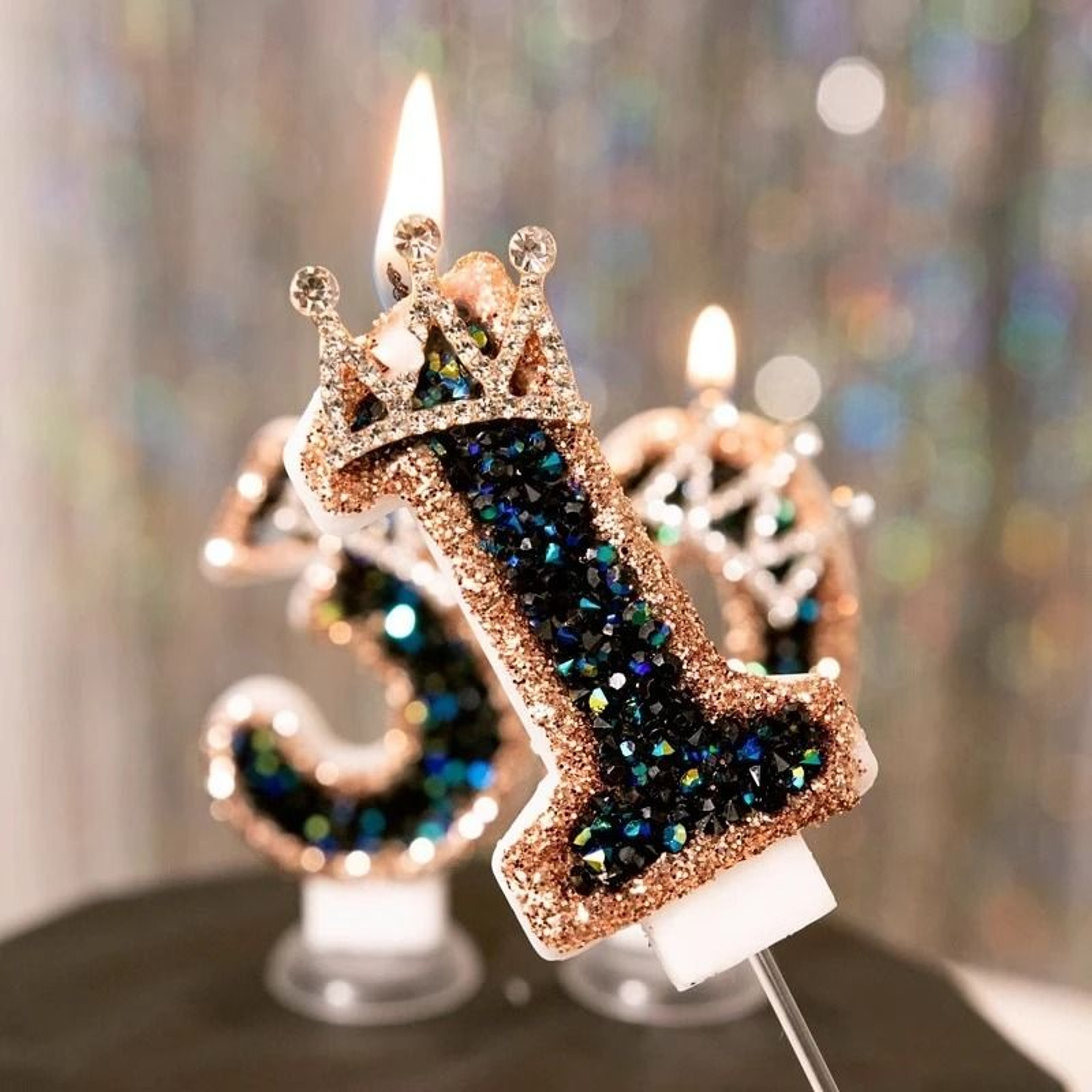 Black Diamond Crown Digital Birthday Candle 4
