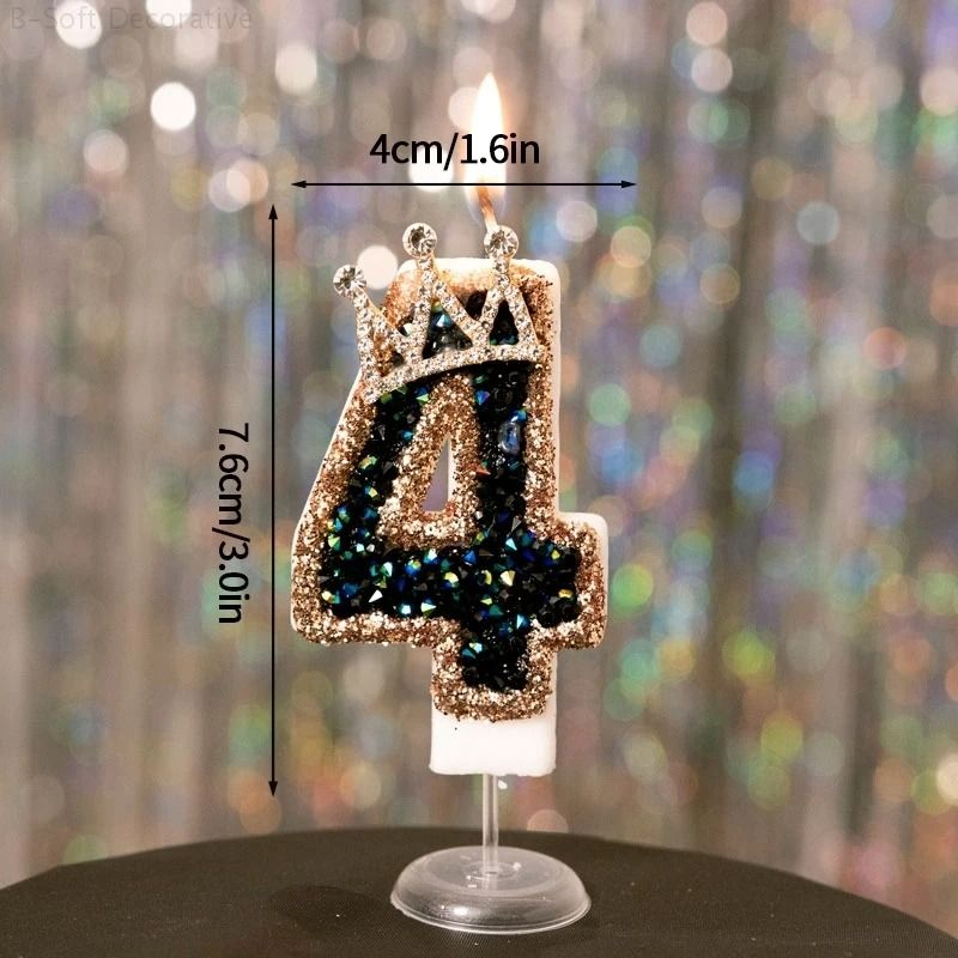 Black Diamond Crown Digital Birthday Candle 10