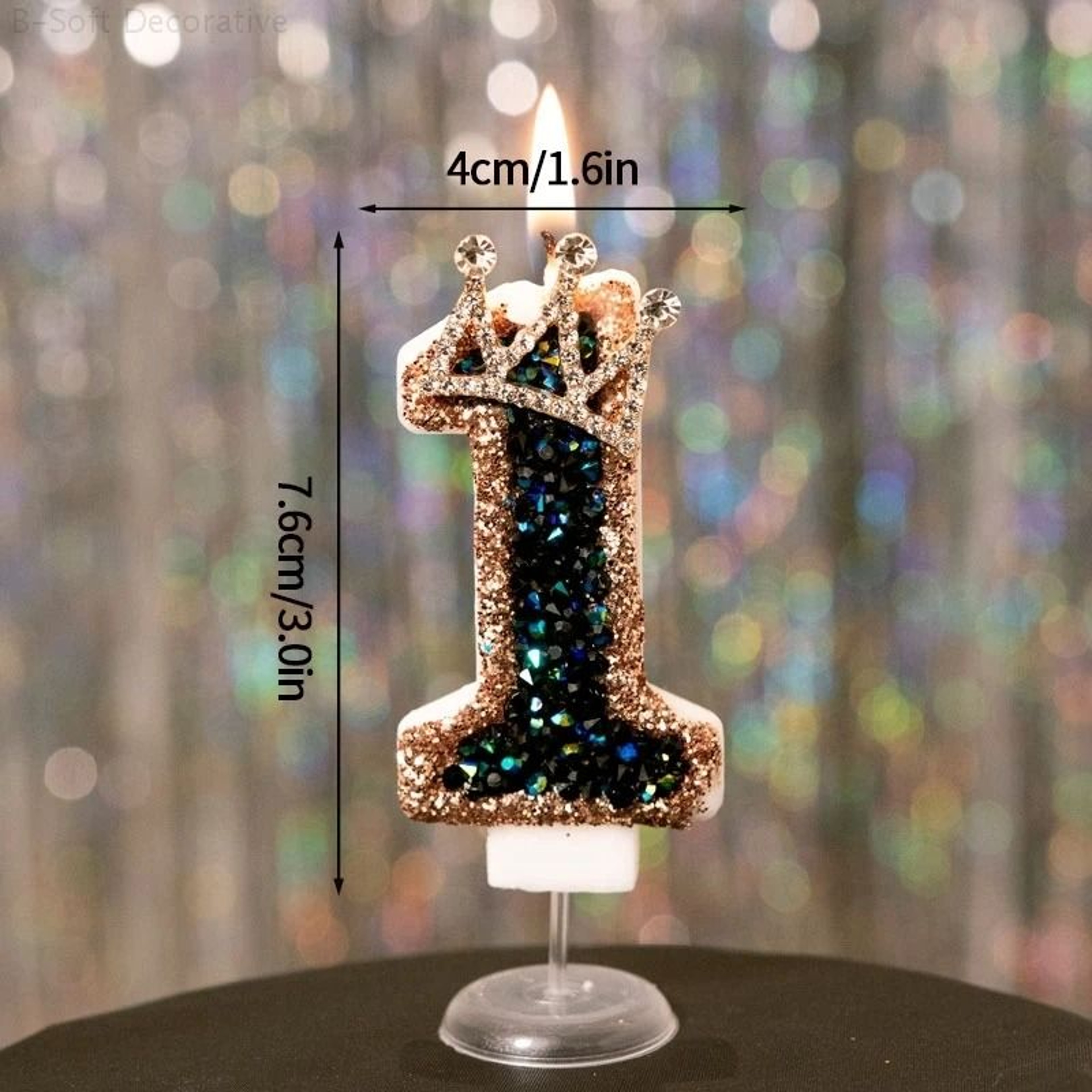 Black Diamond Crown Digital Birthday Candle 6