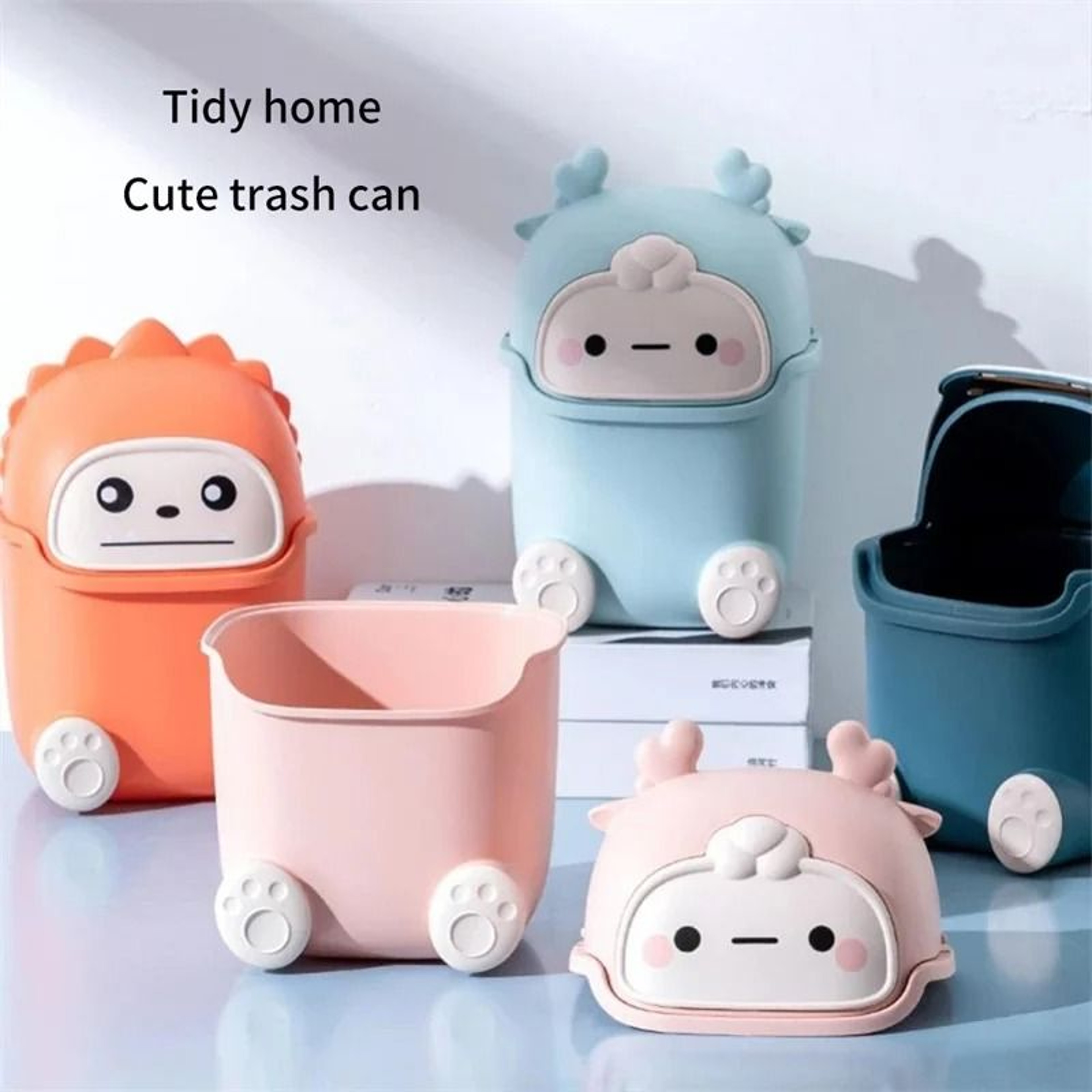 Compact Character Desktop Waste Bin And Organizer 2