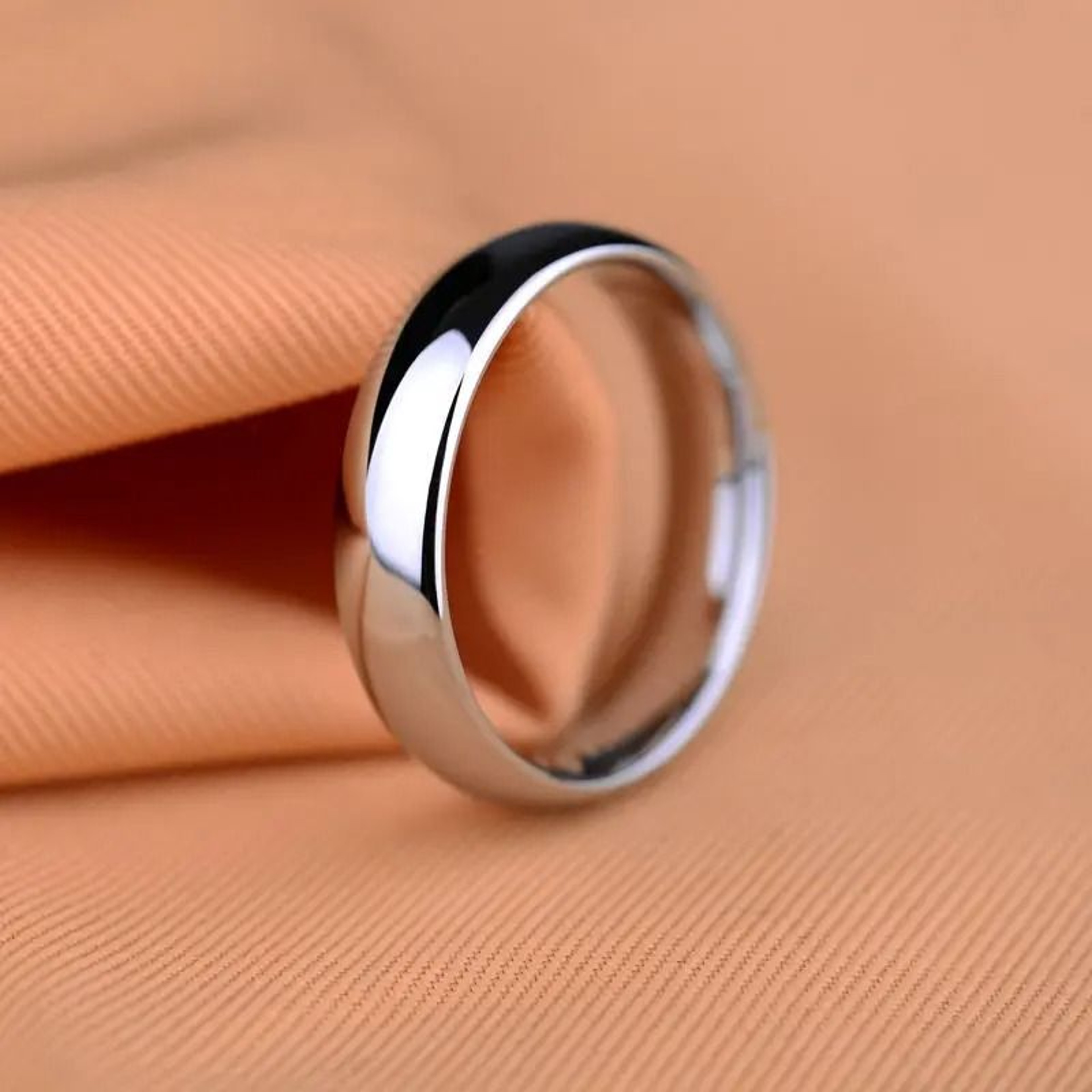 Customize Classic White Tungsten ScratchProof Permanent Wedding Ensemble 2