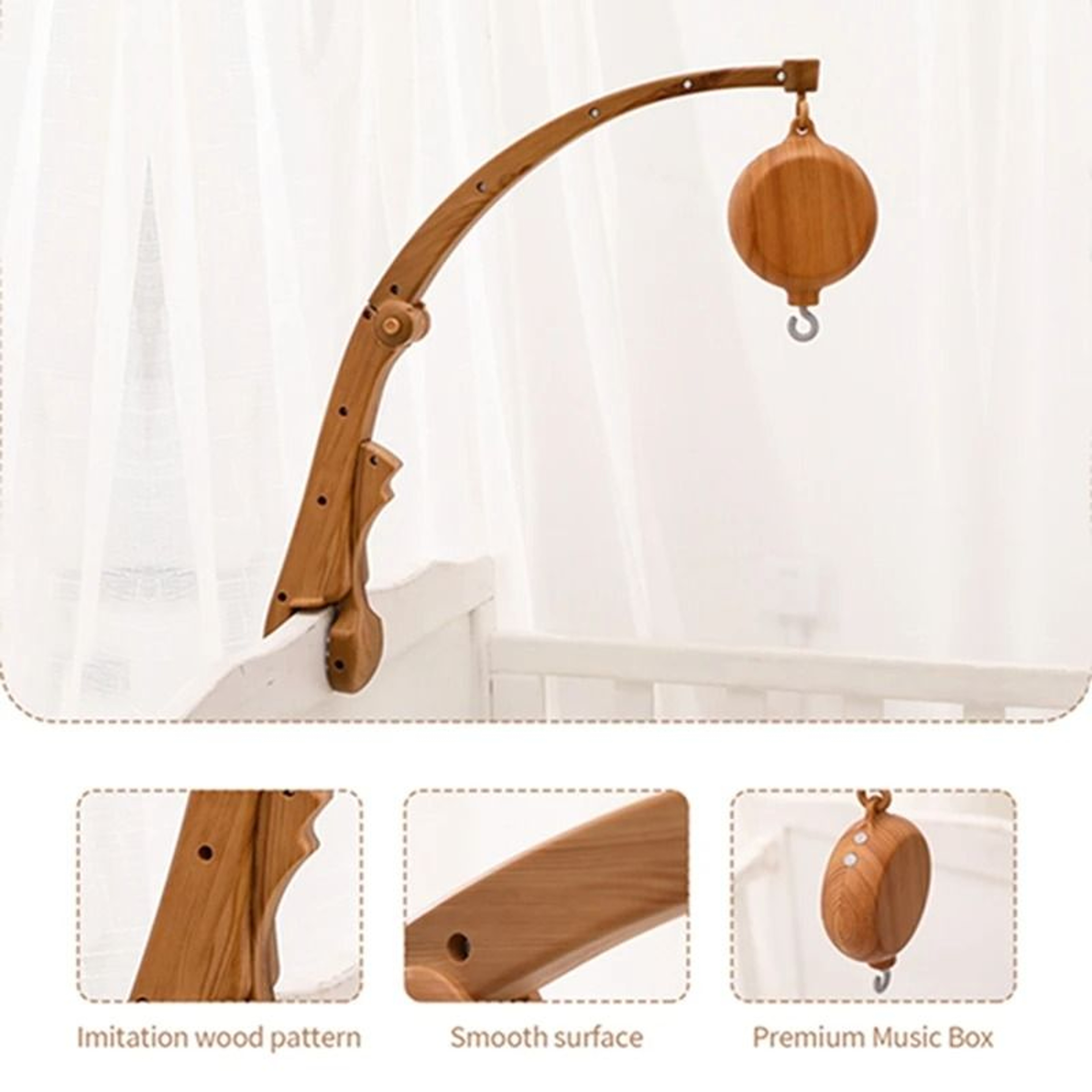 Wood Grain Aesthetic Pediatric Bed Bell Support 4