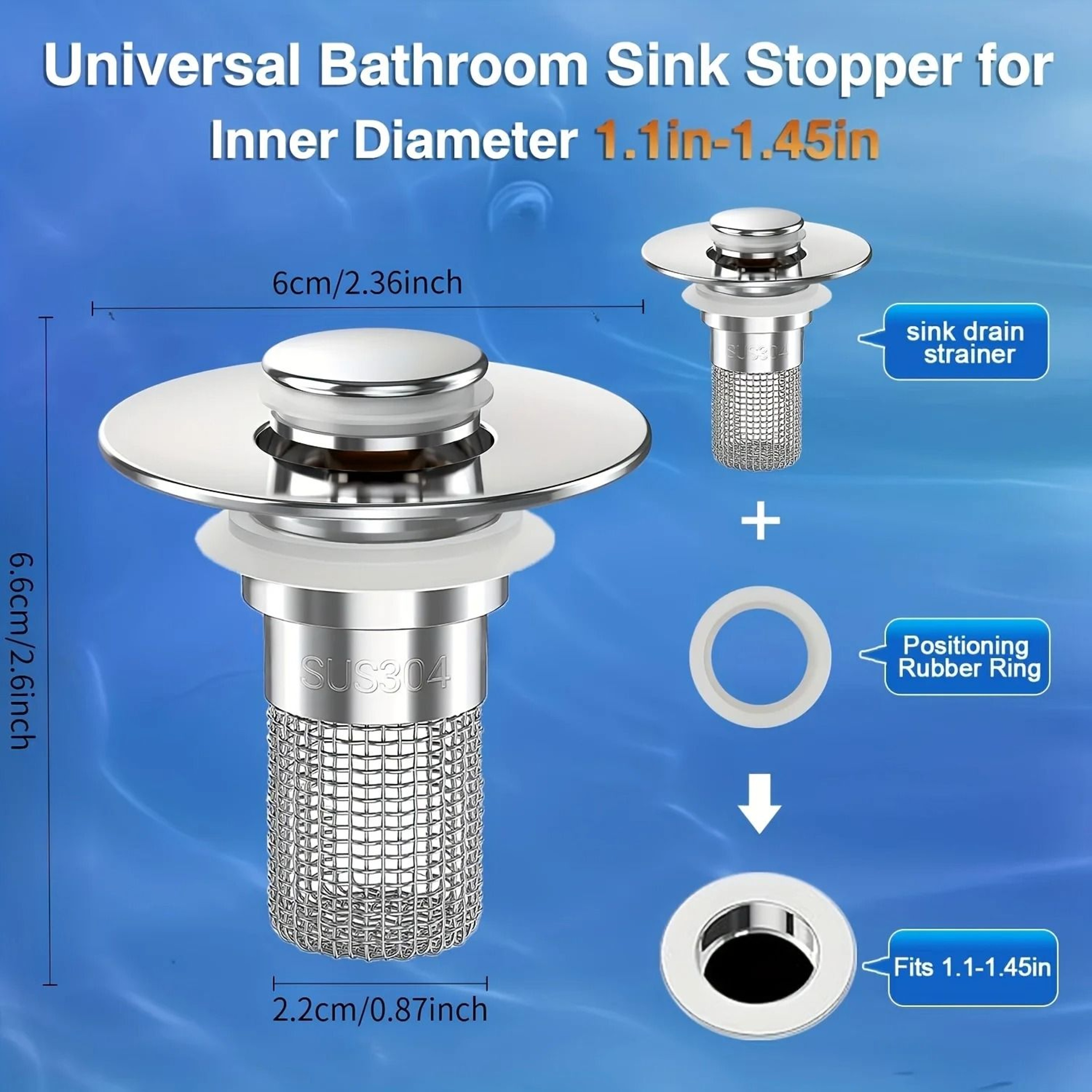 2 Pack Stainless Steel Pop Up Sink Strainer – view 8