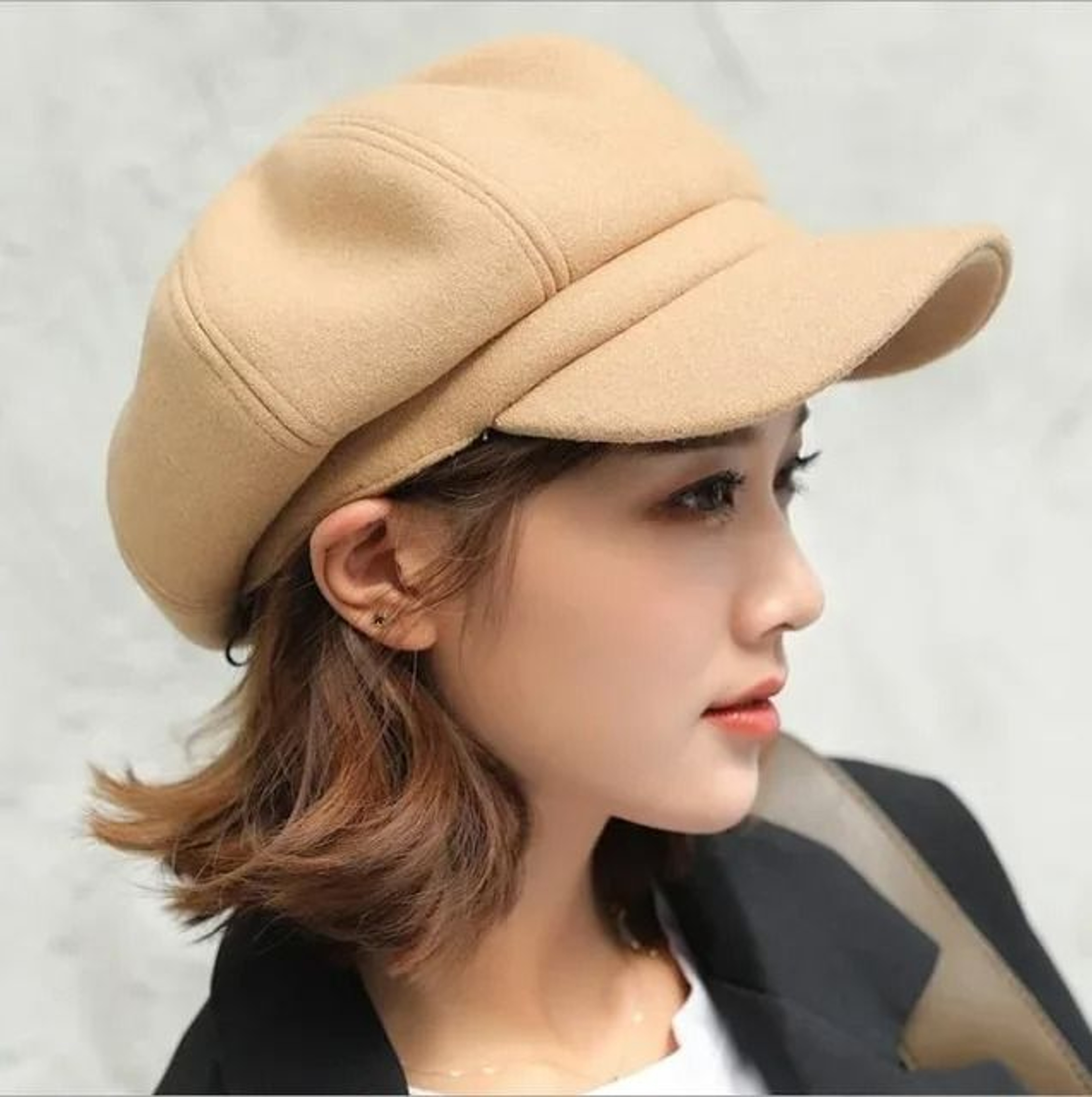 Classic Solid Color Octagonal Newsboy Cap 9