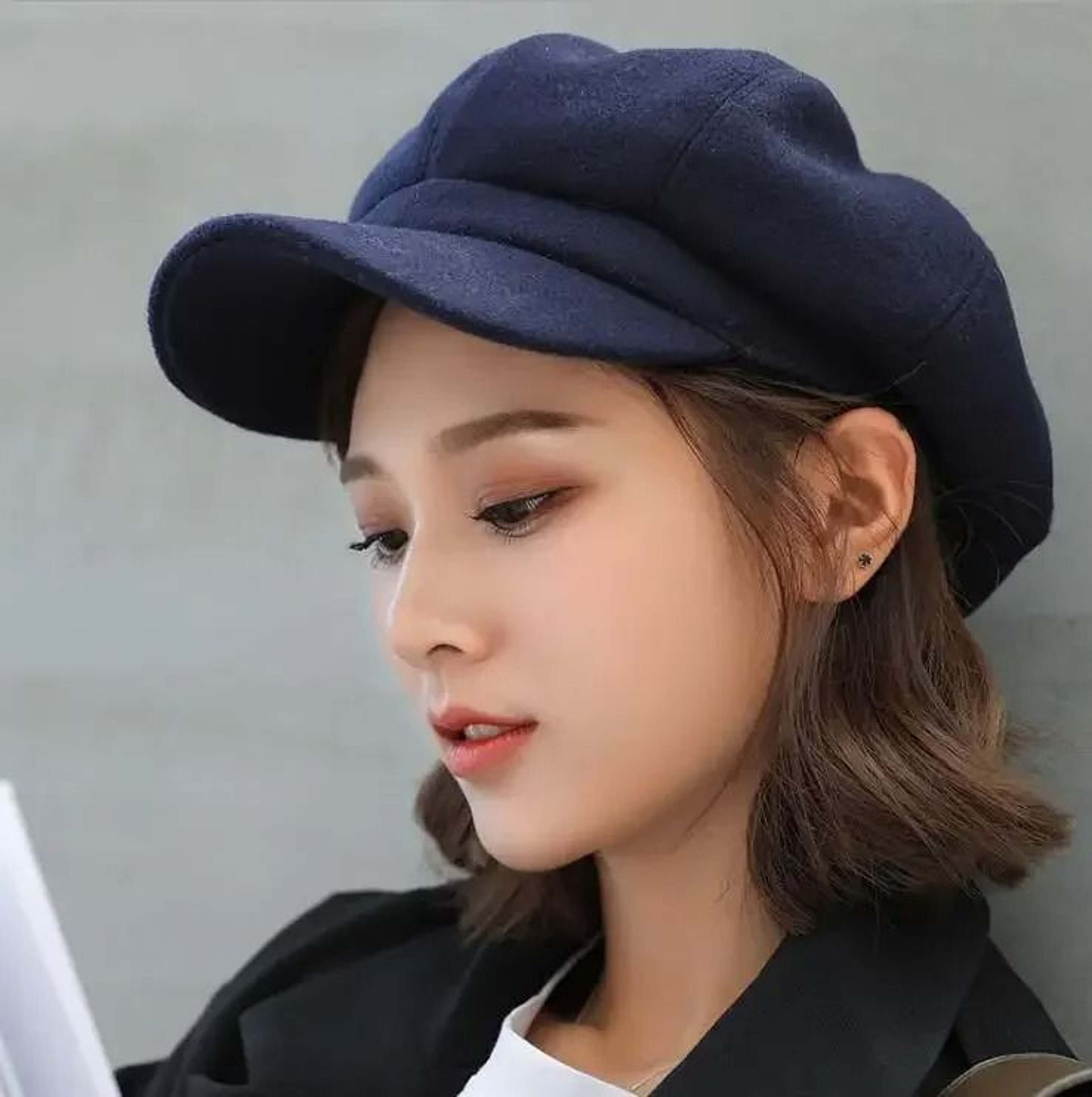 Classic Solid Color Octagonal Newsboy Cap 7