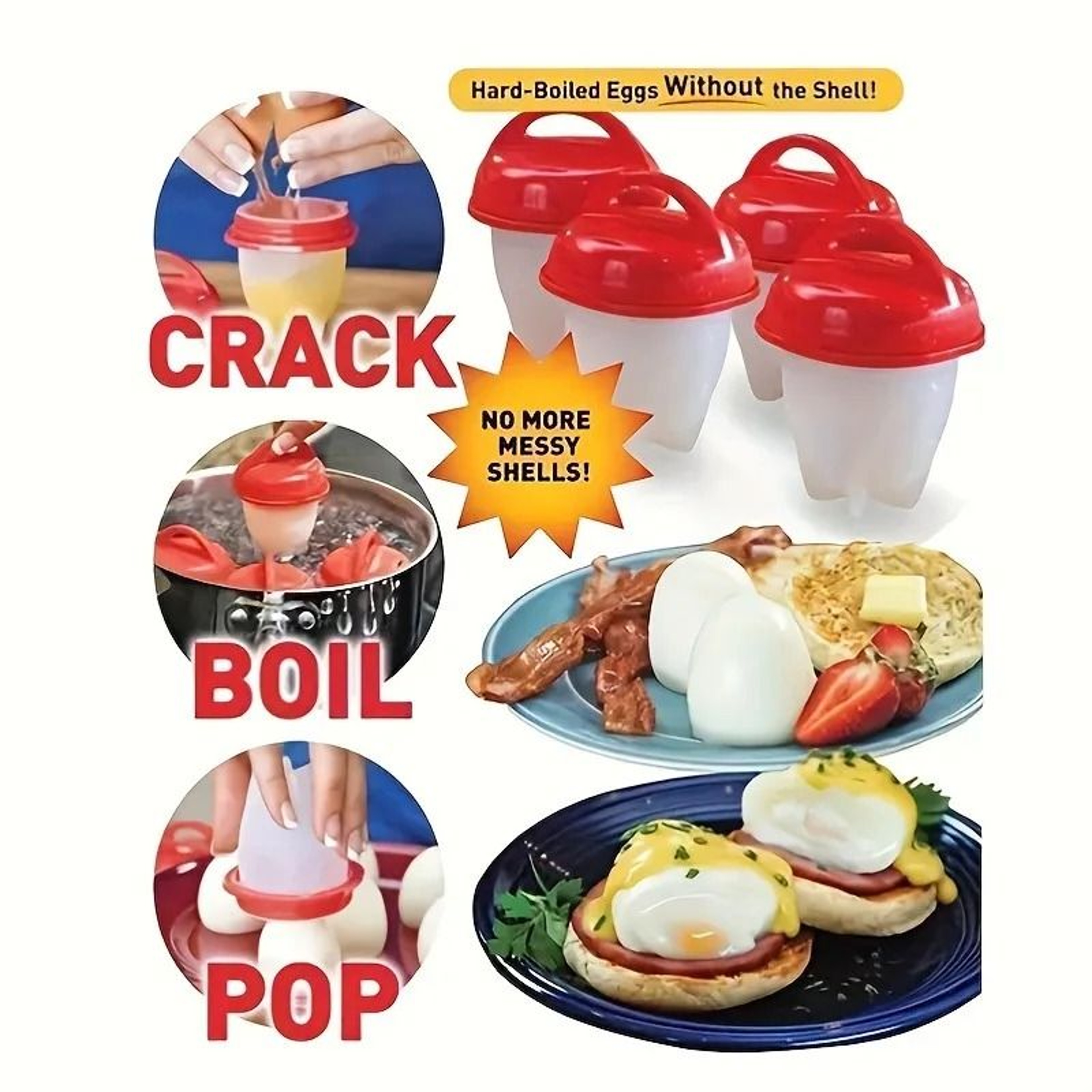 6 Piece Silicone Egg Poacher Cooking Cups 3