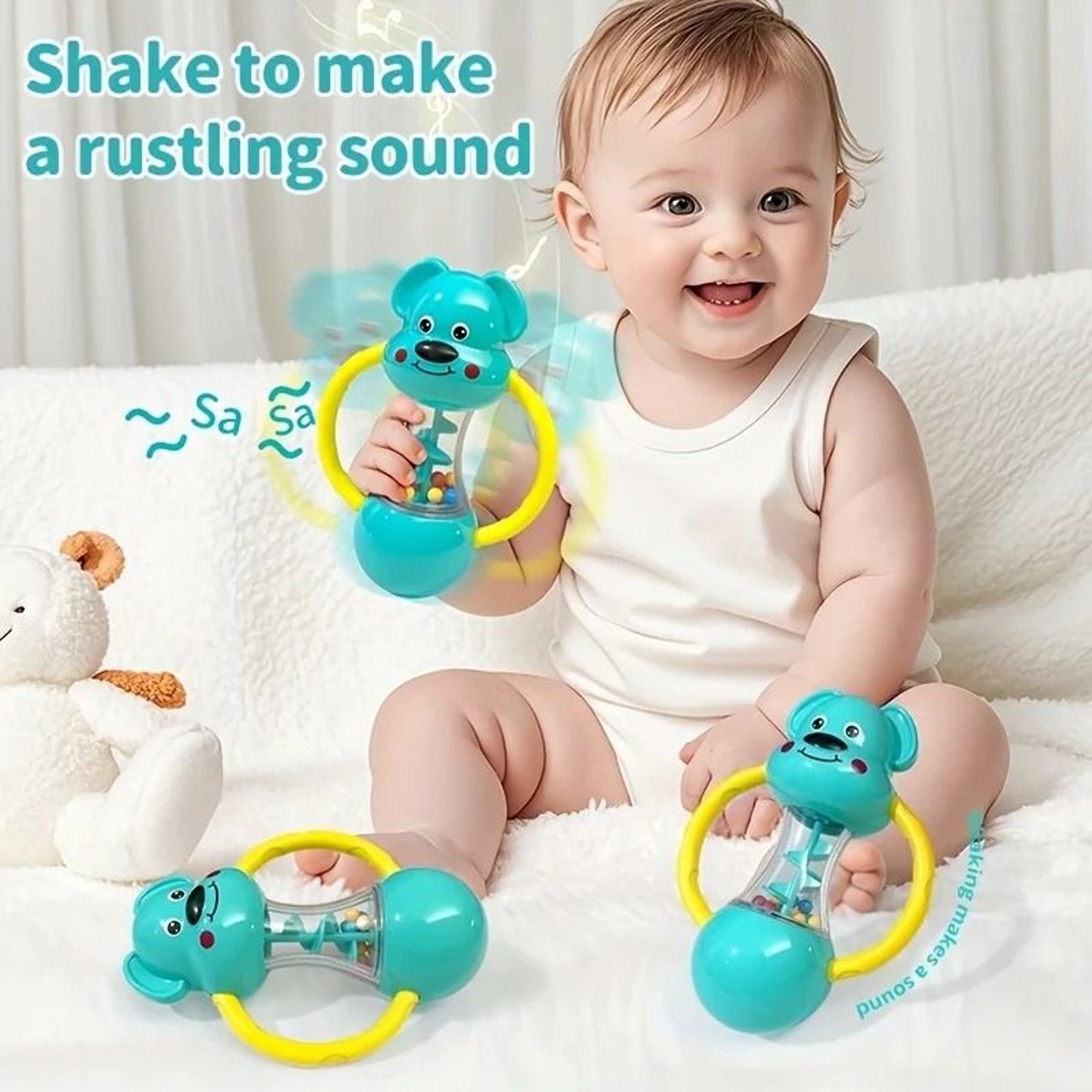 Cute Blue Puppy Hand Cranked Shaking Bell 4