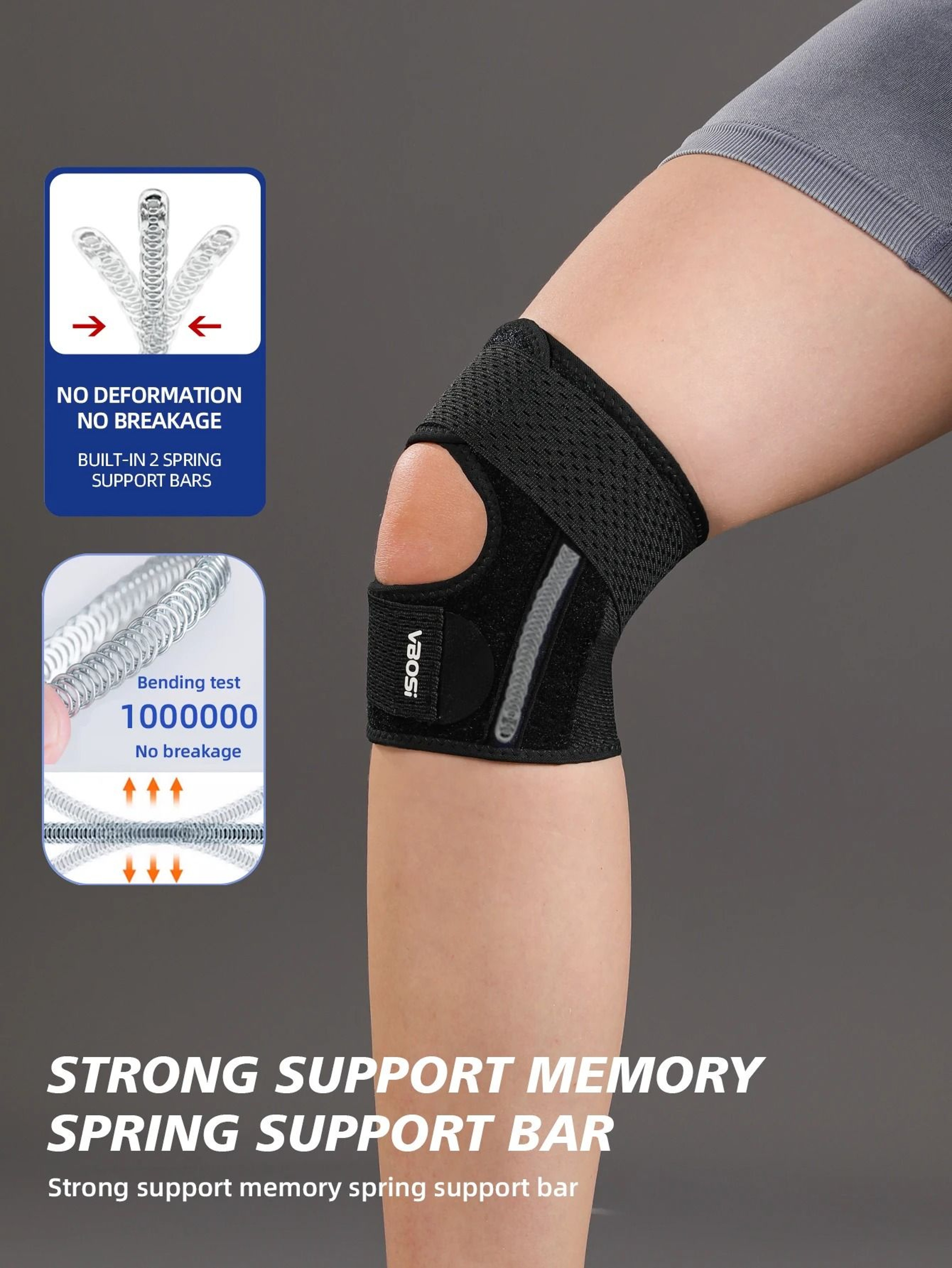 Performance Breathable Elastic Knee Support With Lateral Spring Stays 3