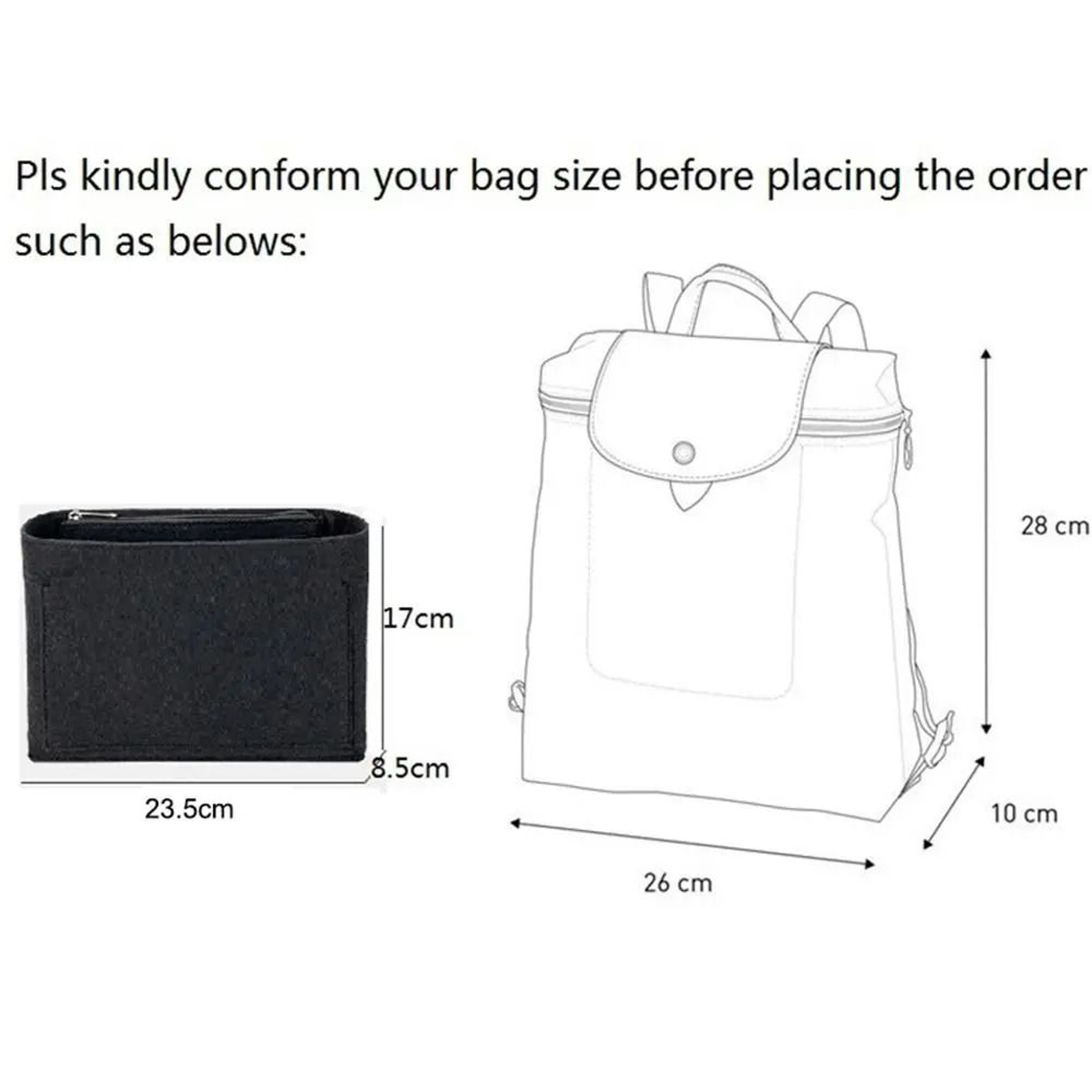 Felt Backpack Organizer Insert Liner 5