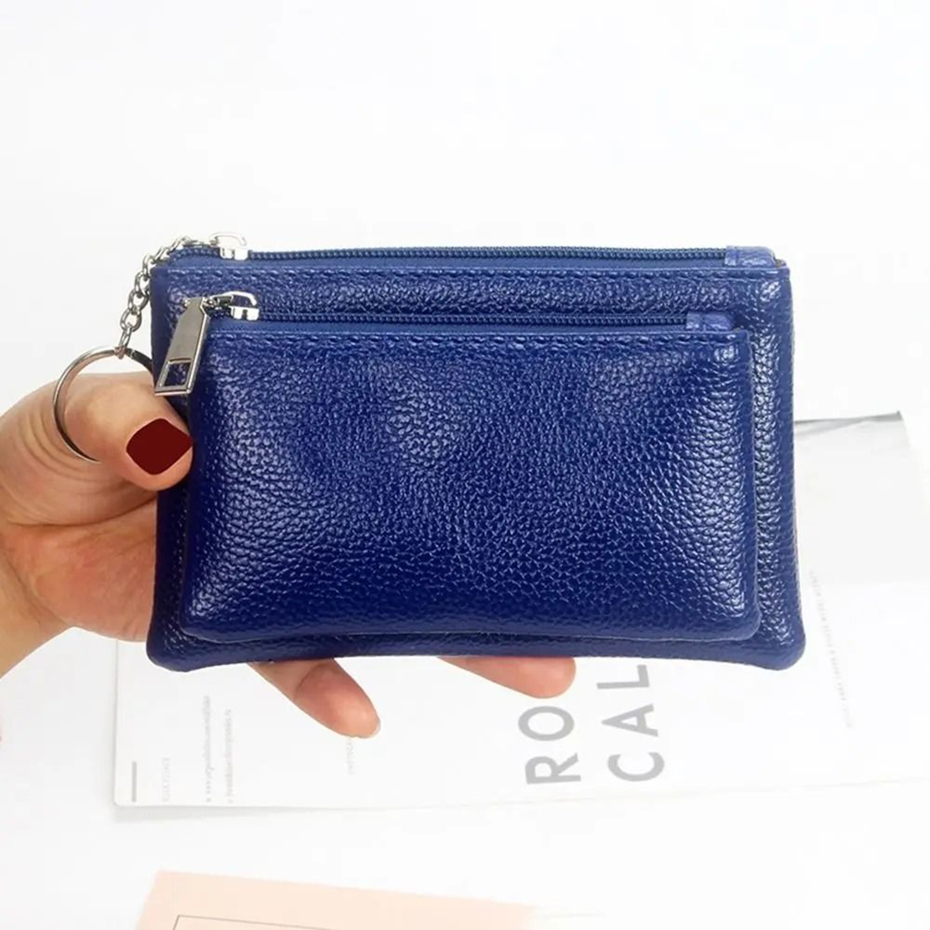 Elegant Lychee Pattern Slim Zipper Wallet 10