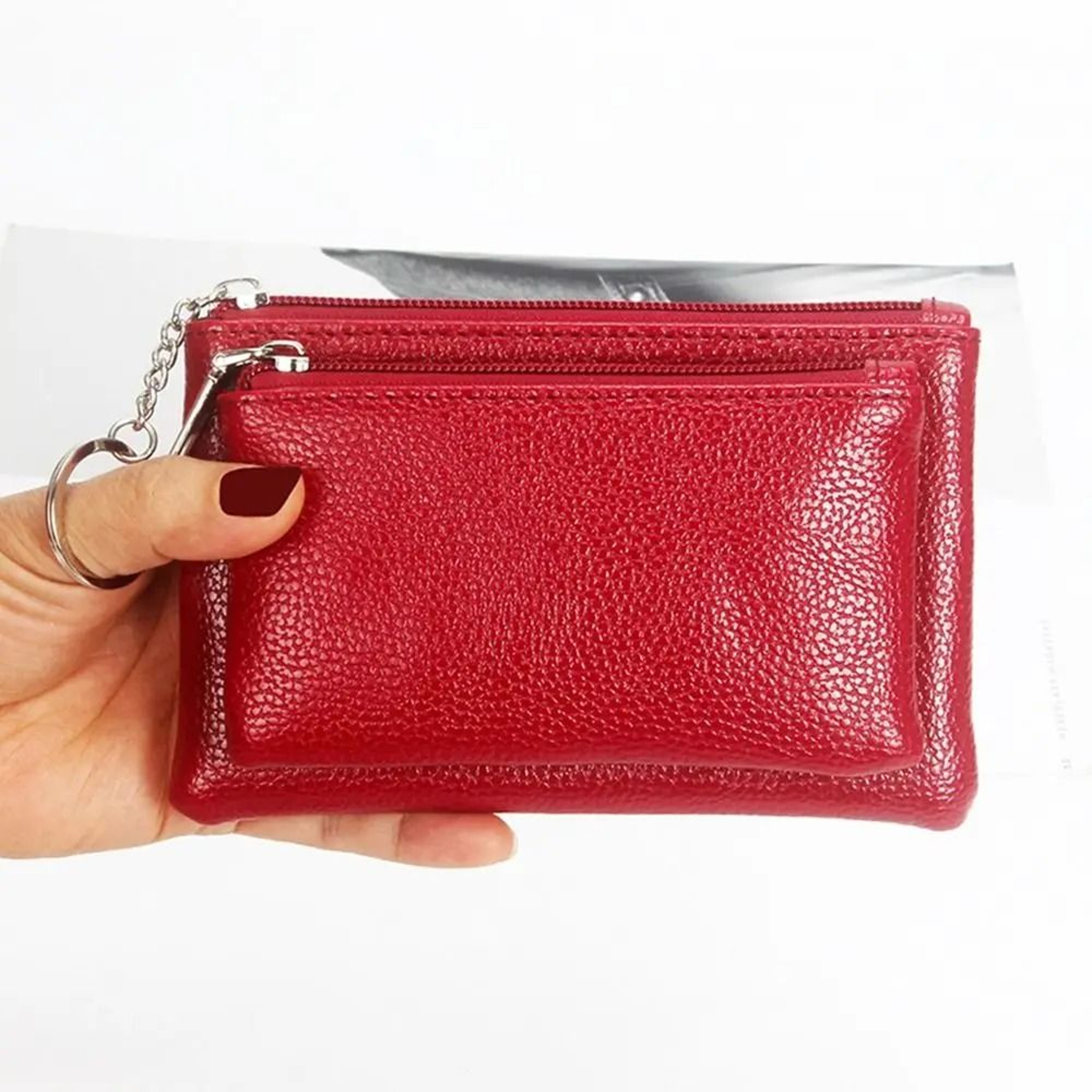 Elegant Lychee Pattern Slim Zipper Wallet 3
