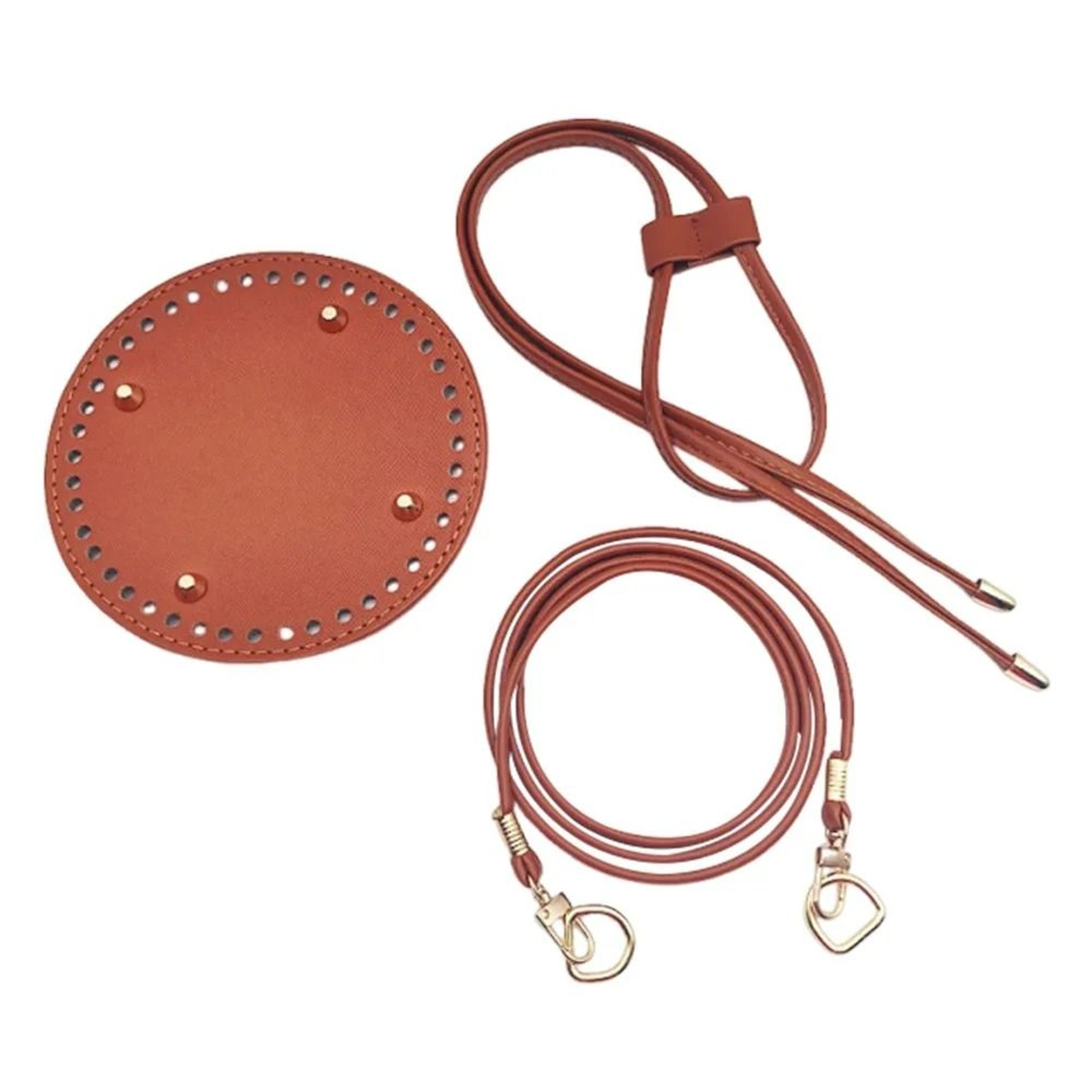 DIY Round PU Leather Crochet Bag Set 6