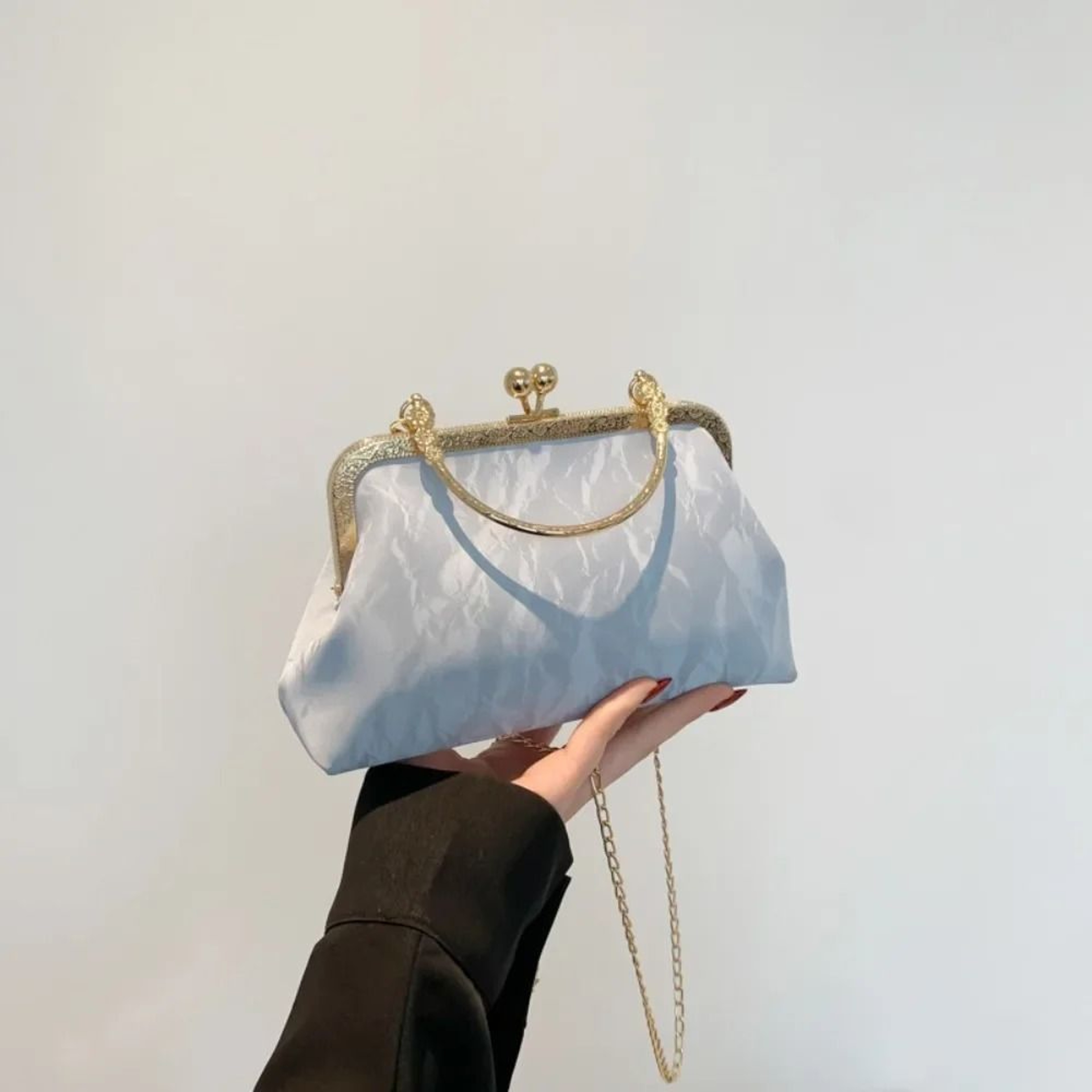 Vintage French Gold Velvet Evening Clutch 9
