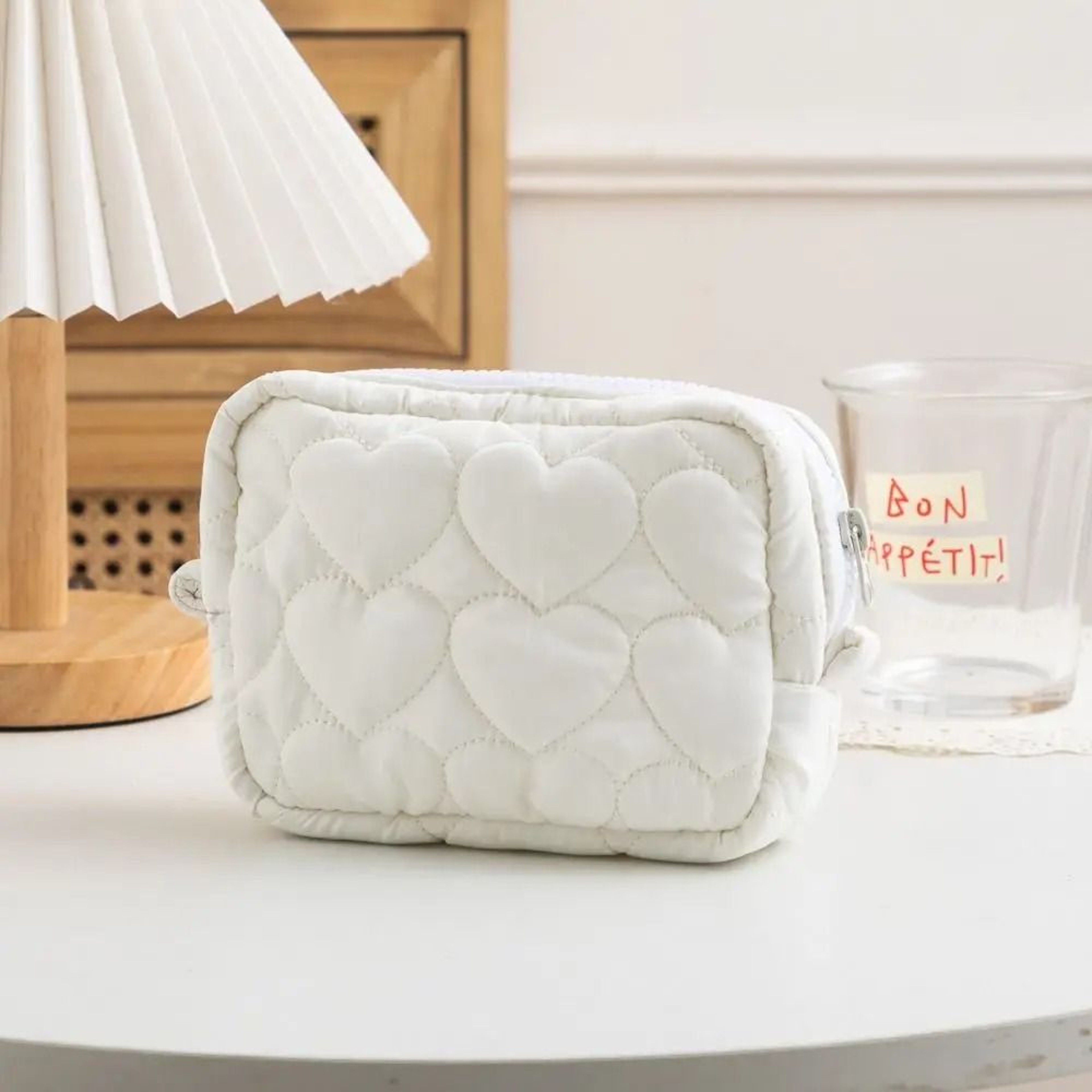 Cute Heart Quilted Mini Cosmetic Pouch 6